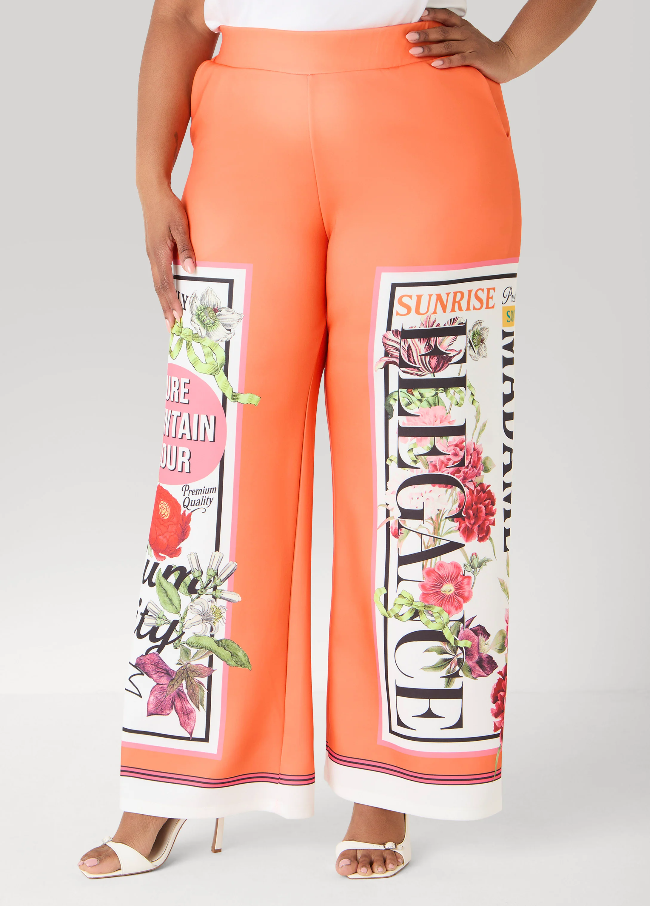 Floral Stamp Print Scuba Pants - Image 3