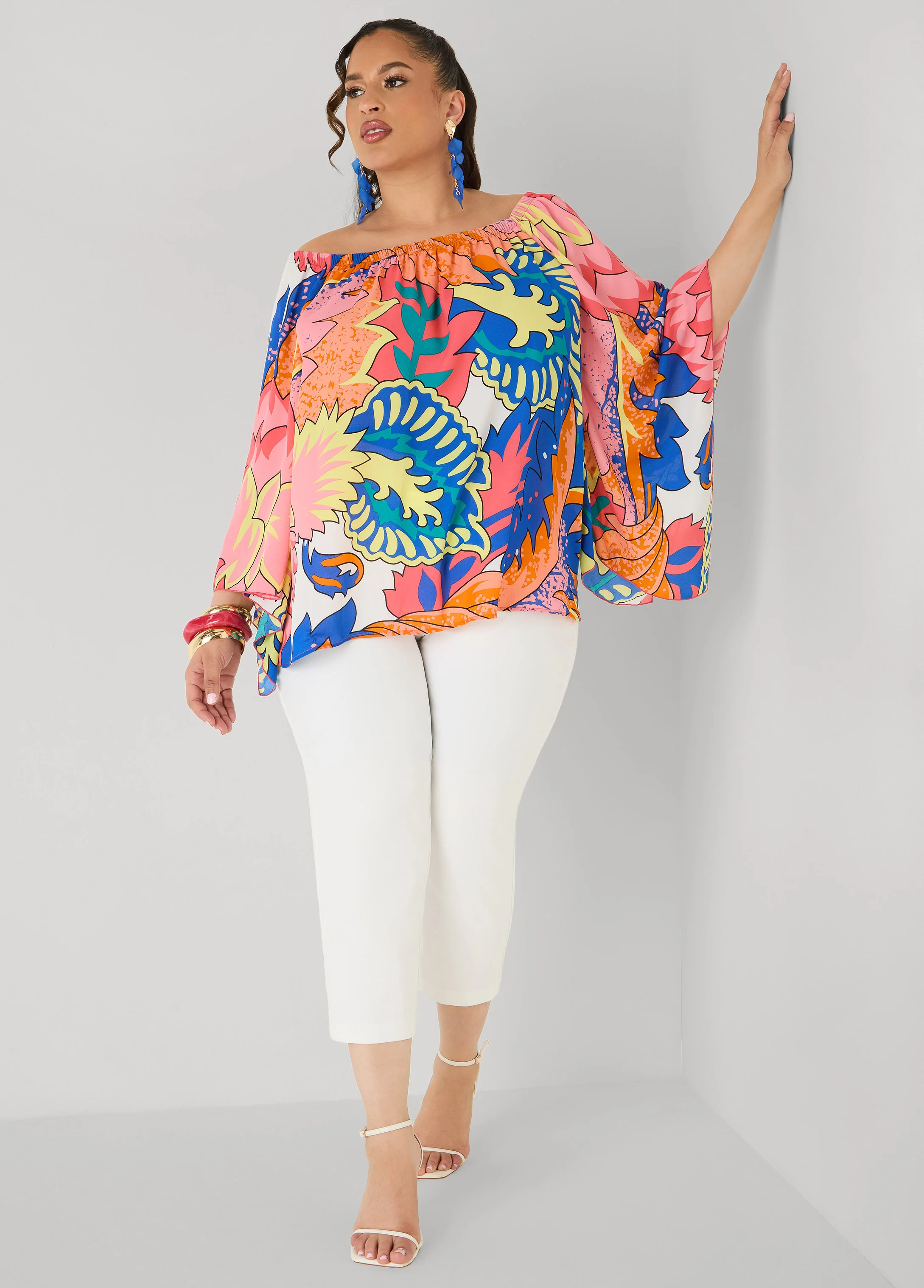 Off The Shoulder Floral Blouse - Image 3