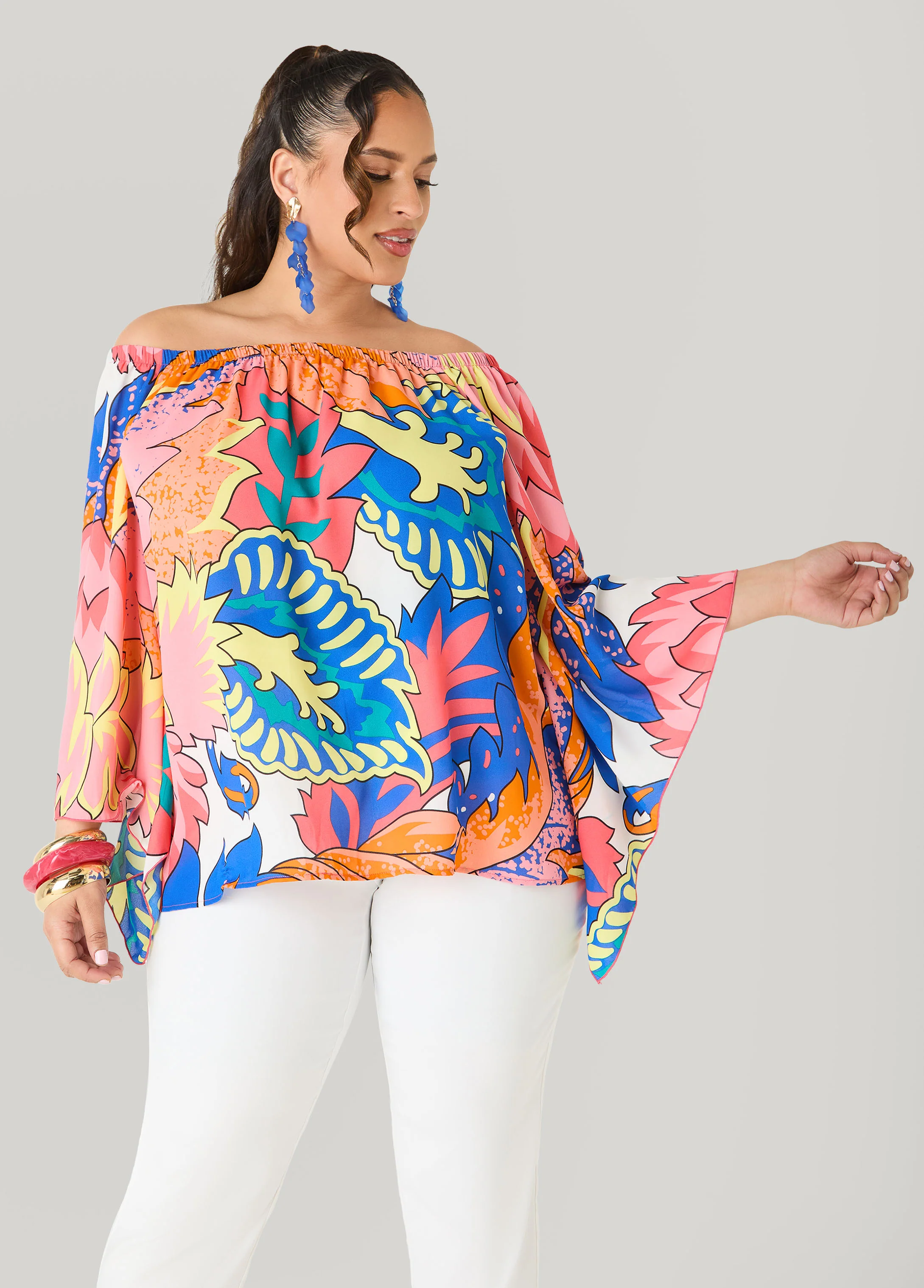 Off The Shoulder Floral Blouse - Image 4