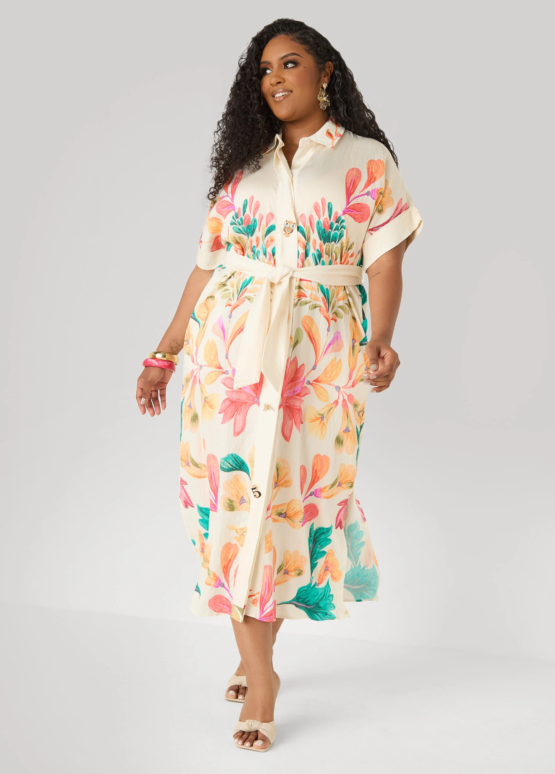 Floral Print Maxi Shirtdress - Image 3