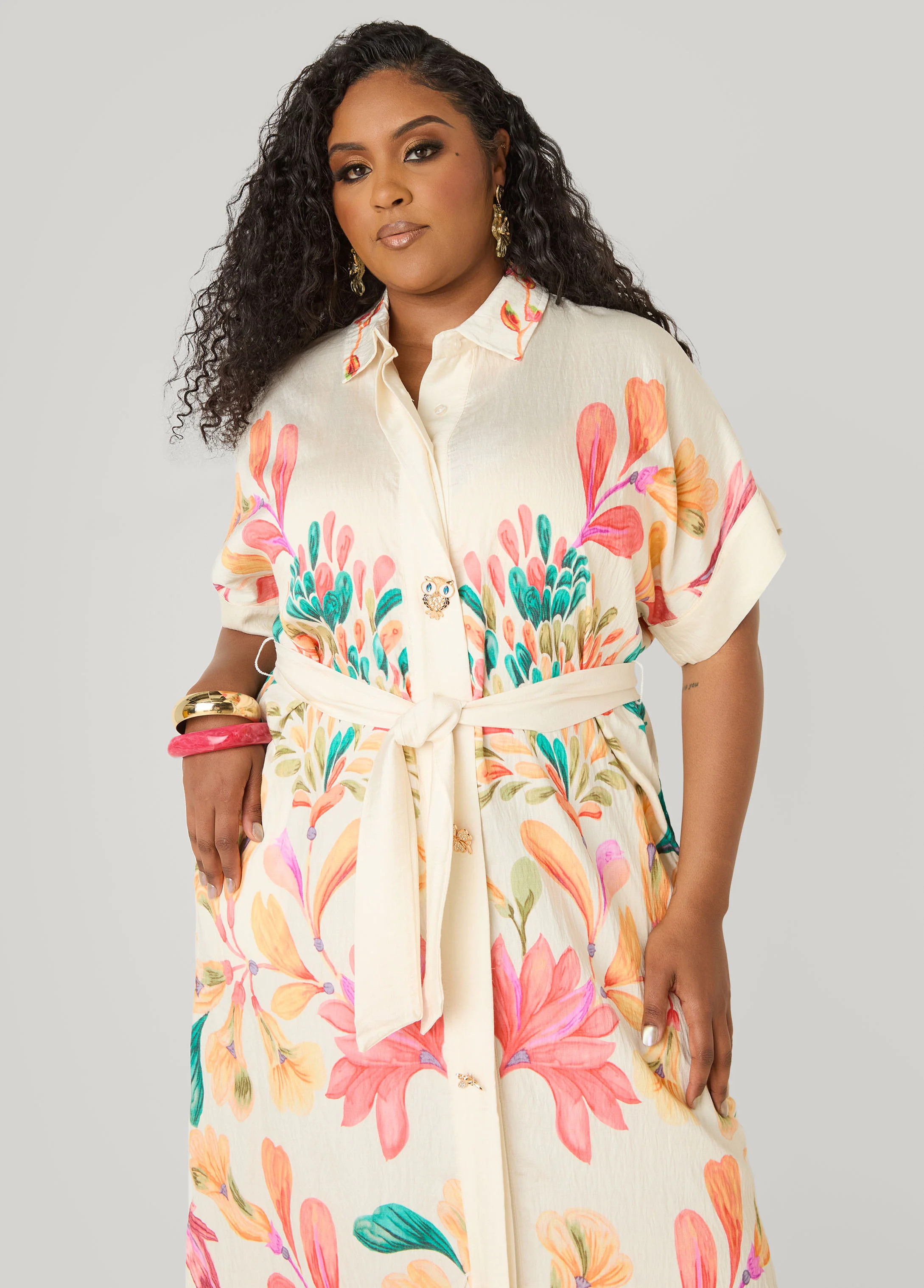 Floral Print Maxi Shirtdress - Image 4