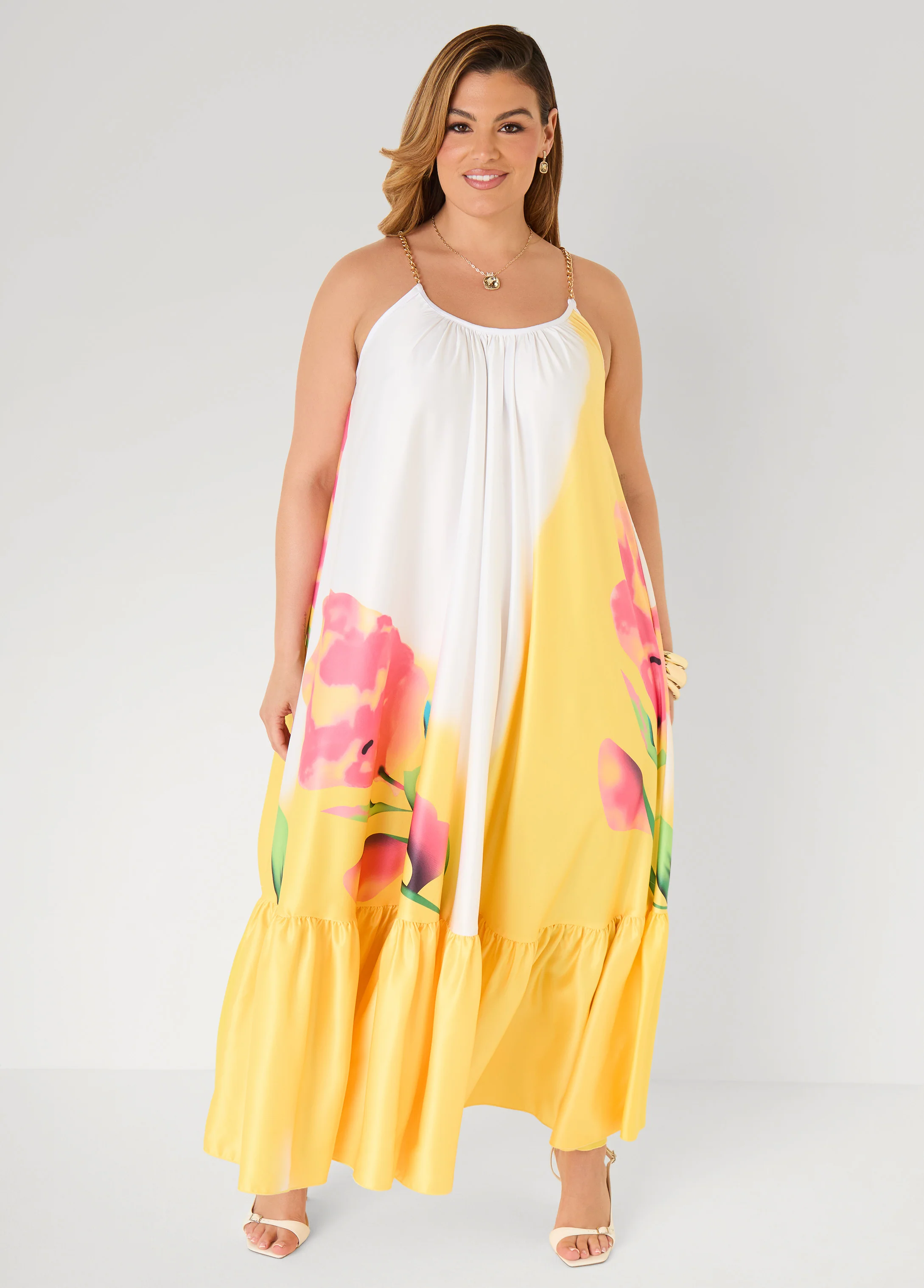 Chain Trimmed Floral Maxi Dress - Image 3