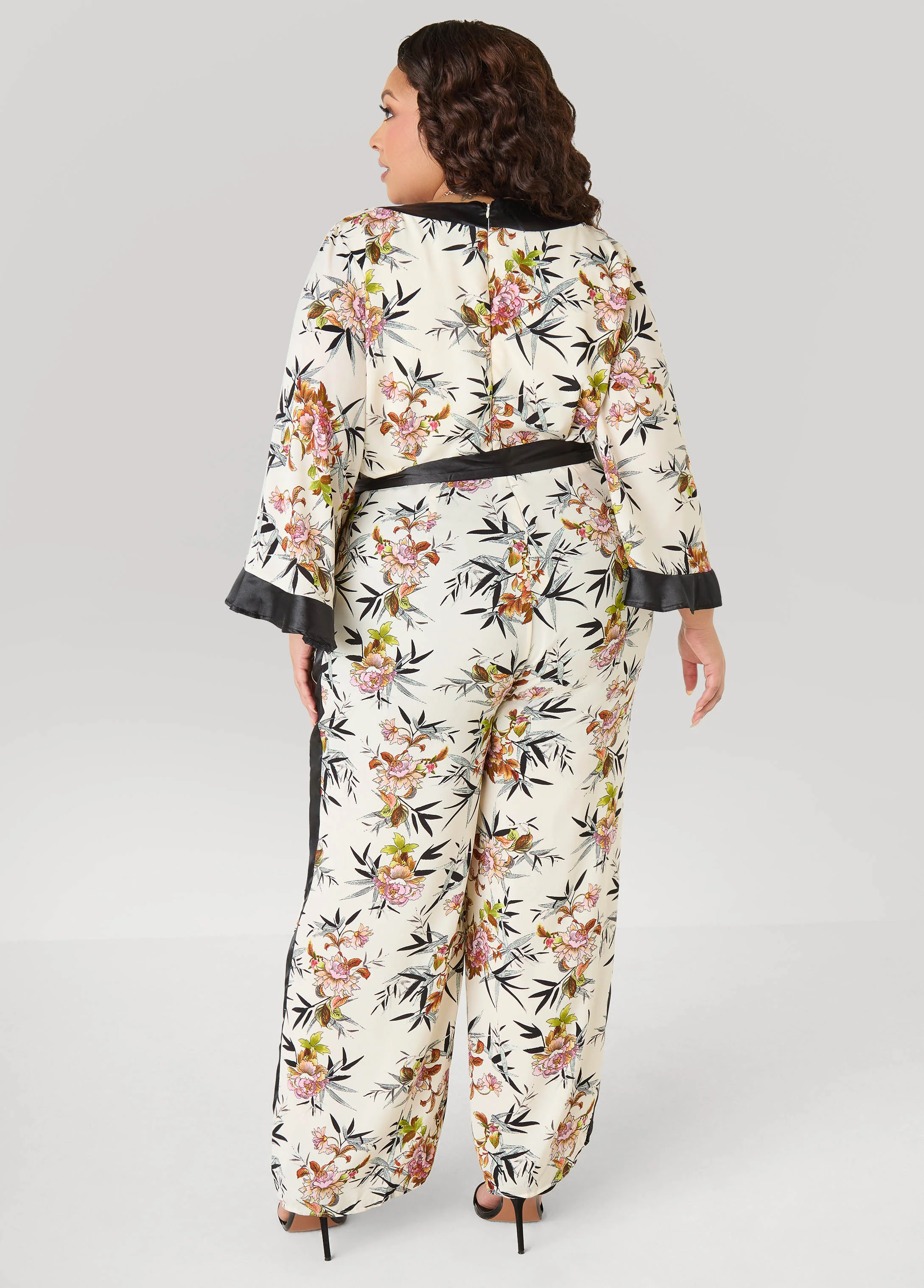 Floral Faux Wrap Jumpsuit - Image 2