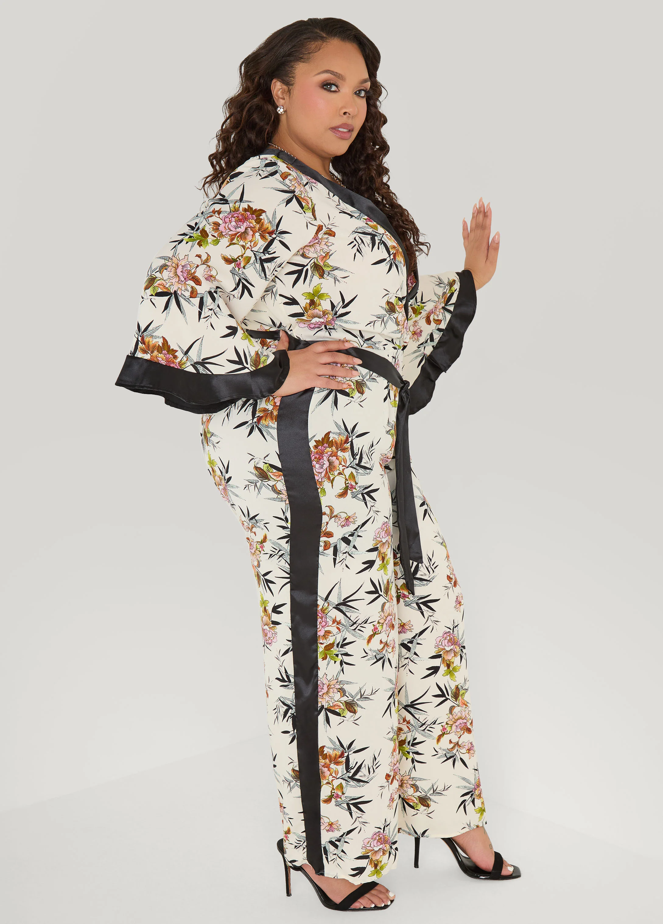 Floral Faux Wrap Jumpsuit - Image 3