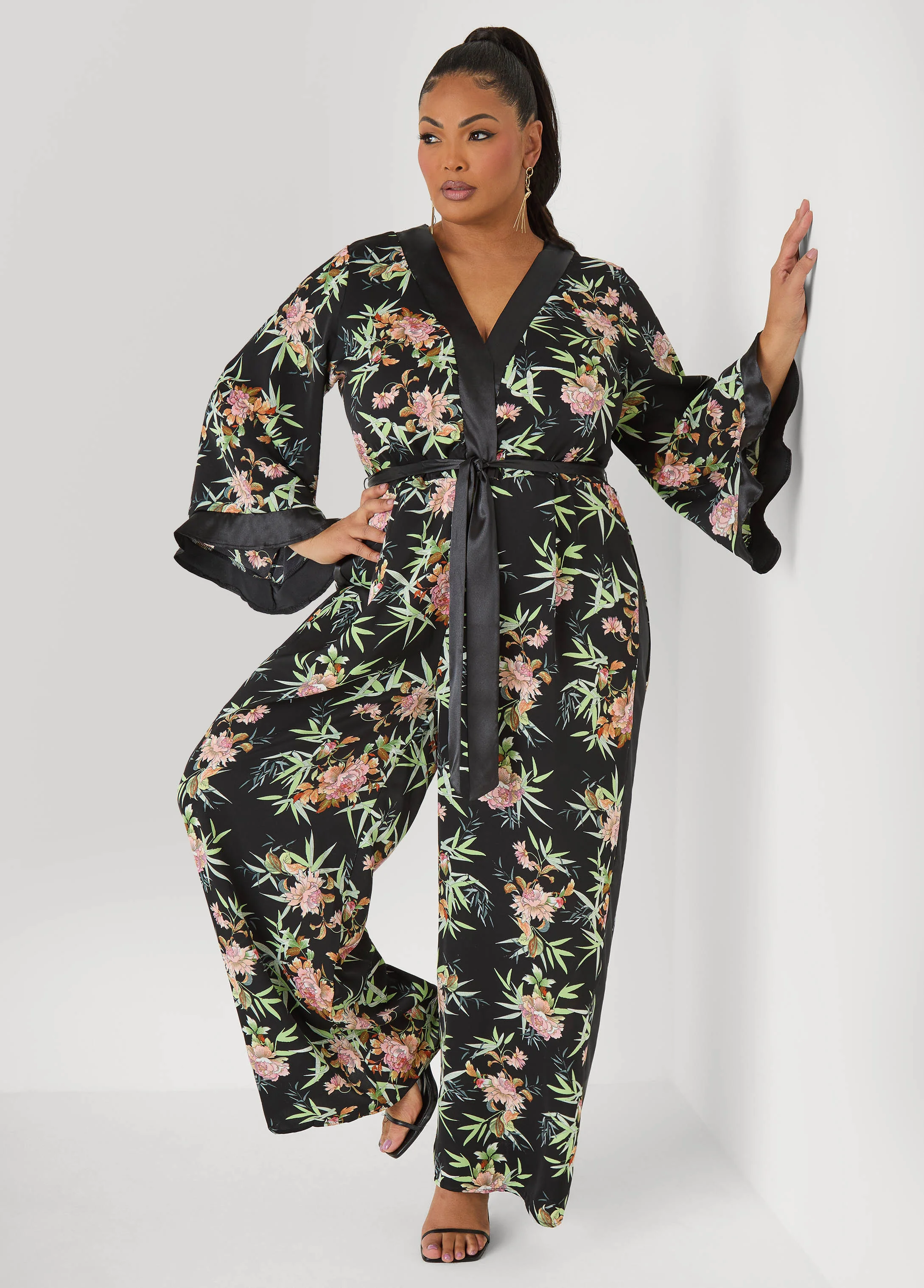 Floral Faux Wrap Jumpsuit - Image 5
