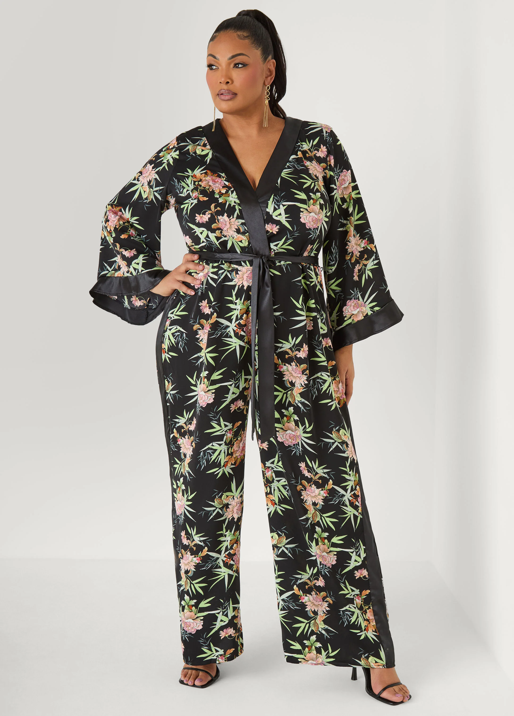 Floral Faux Wrap Jumpsuit - Image 7