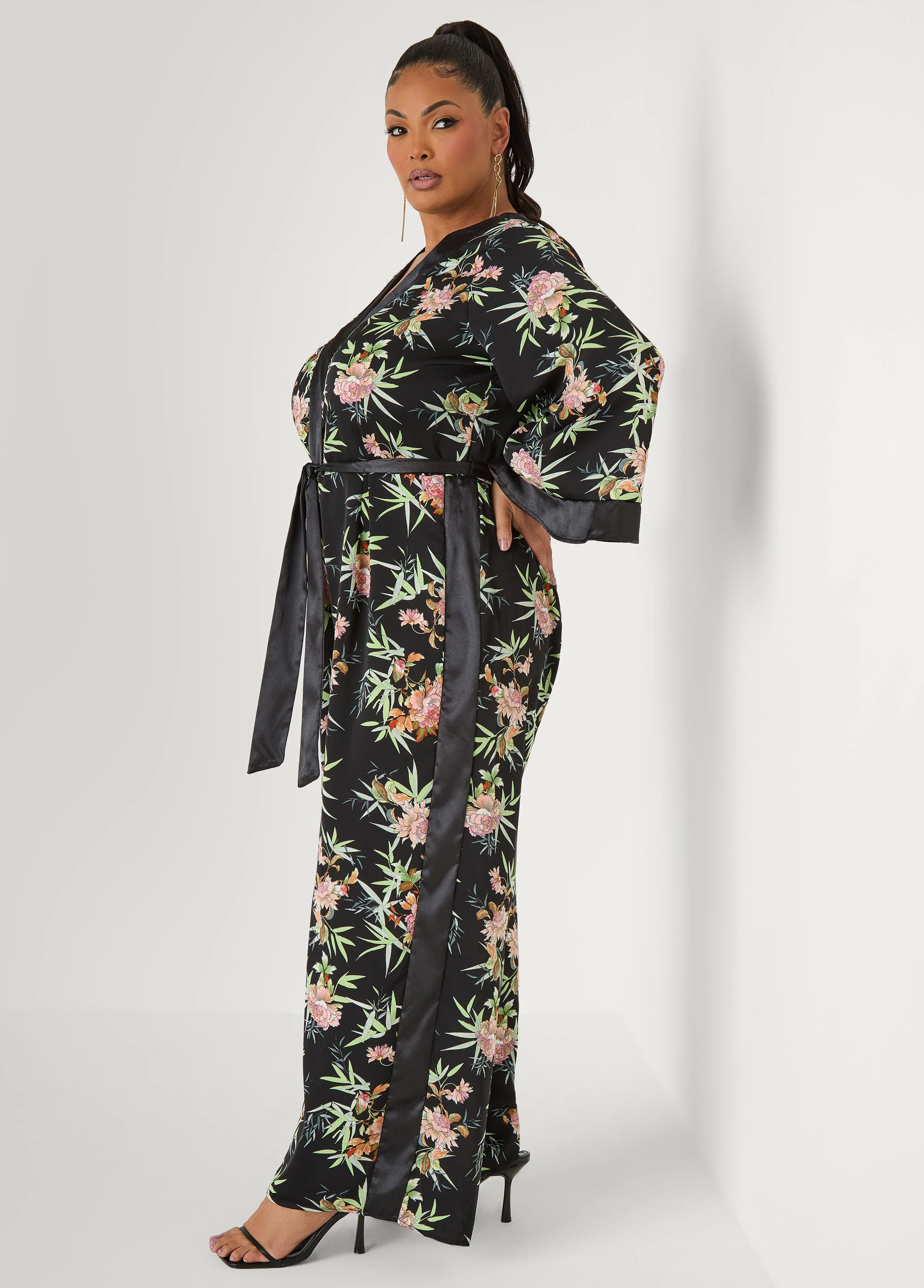 Floral Faux Wrap Jumpsuit - Image 8