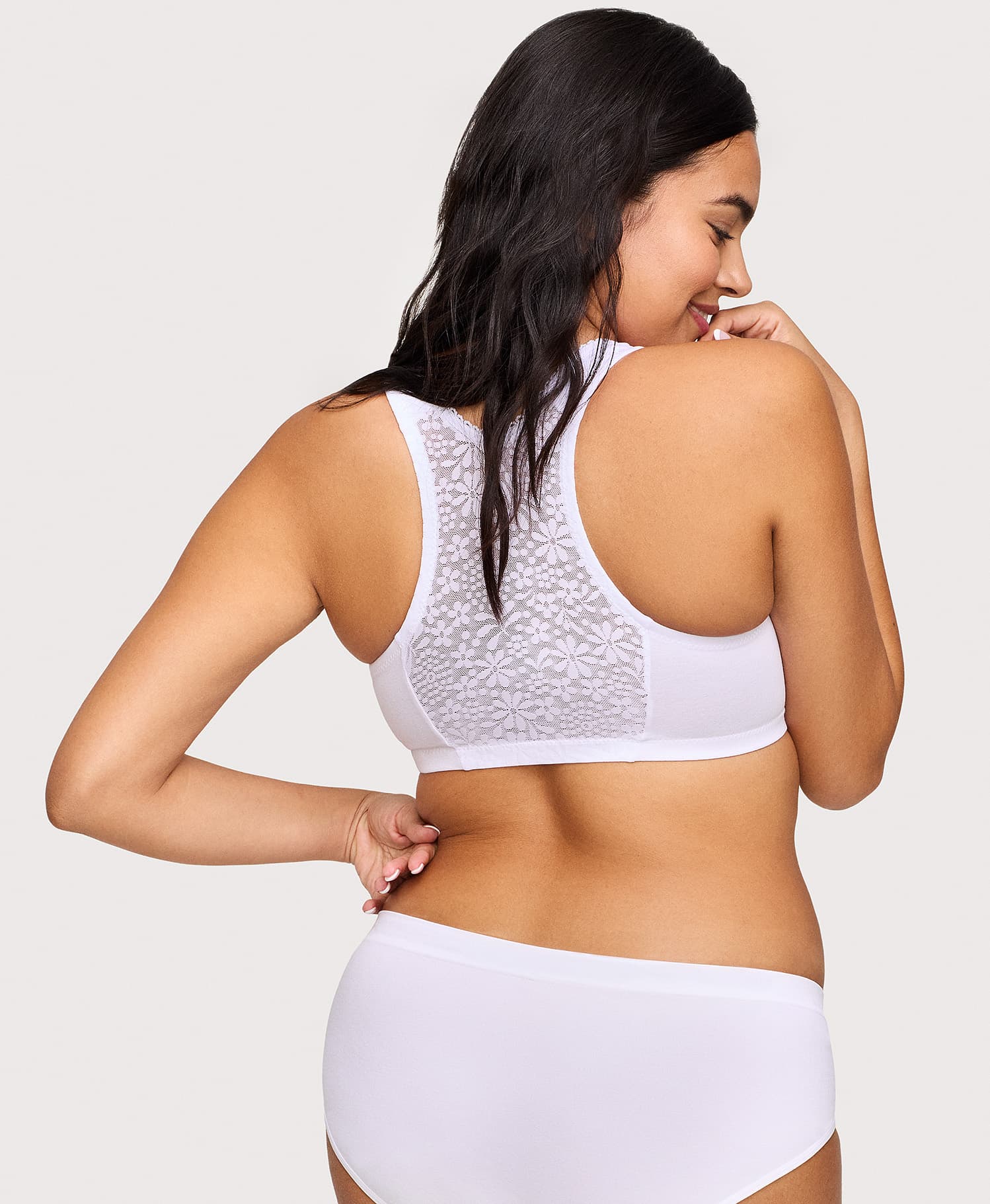 Lace Paneled T Back Comfort Bra - Image 2