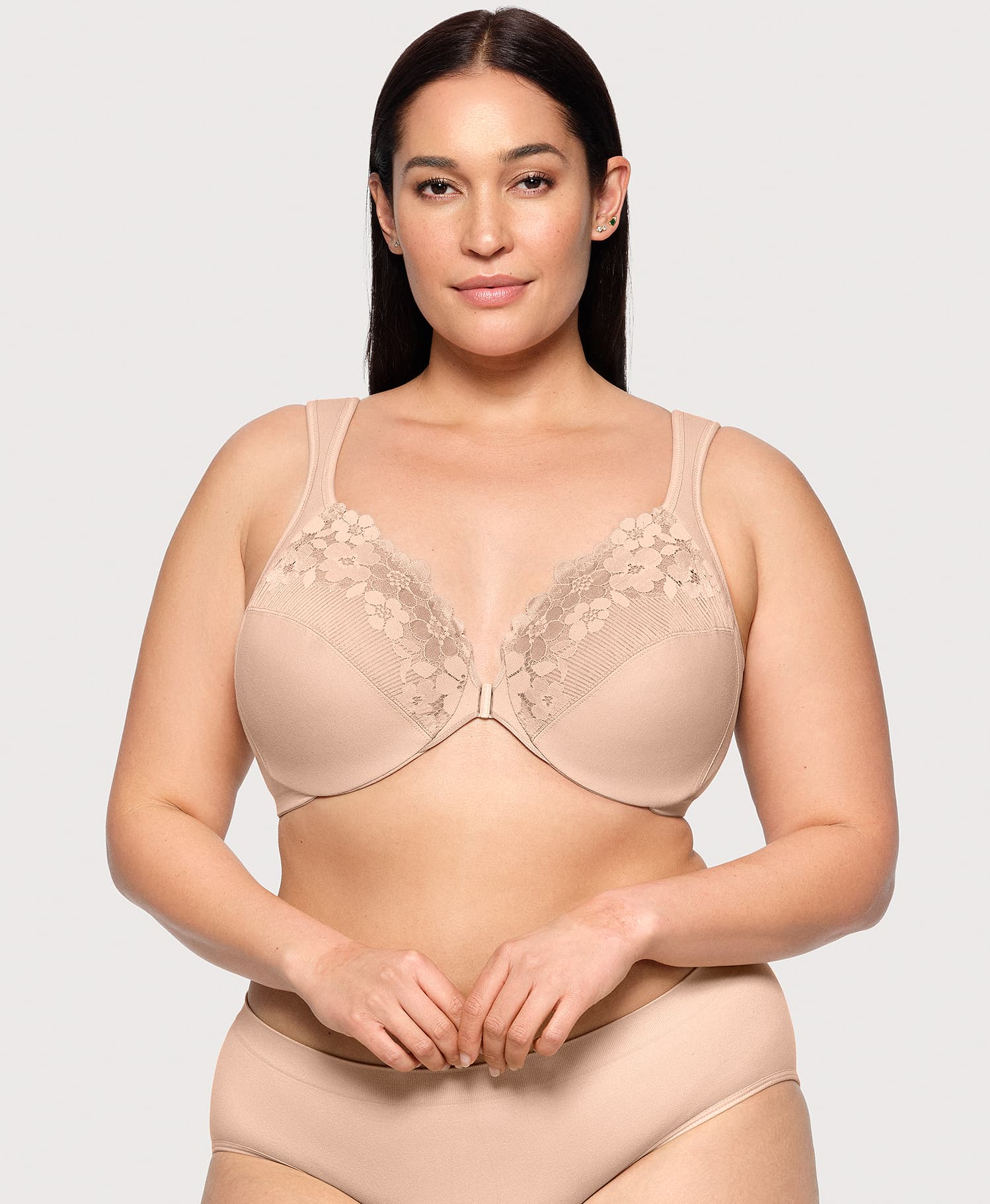 Front-Closure Cotton WonderWire Bra Cafe - Image 3