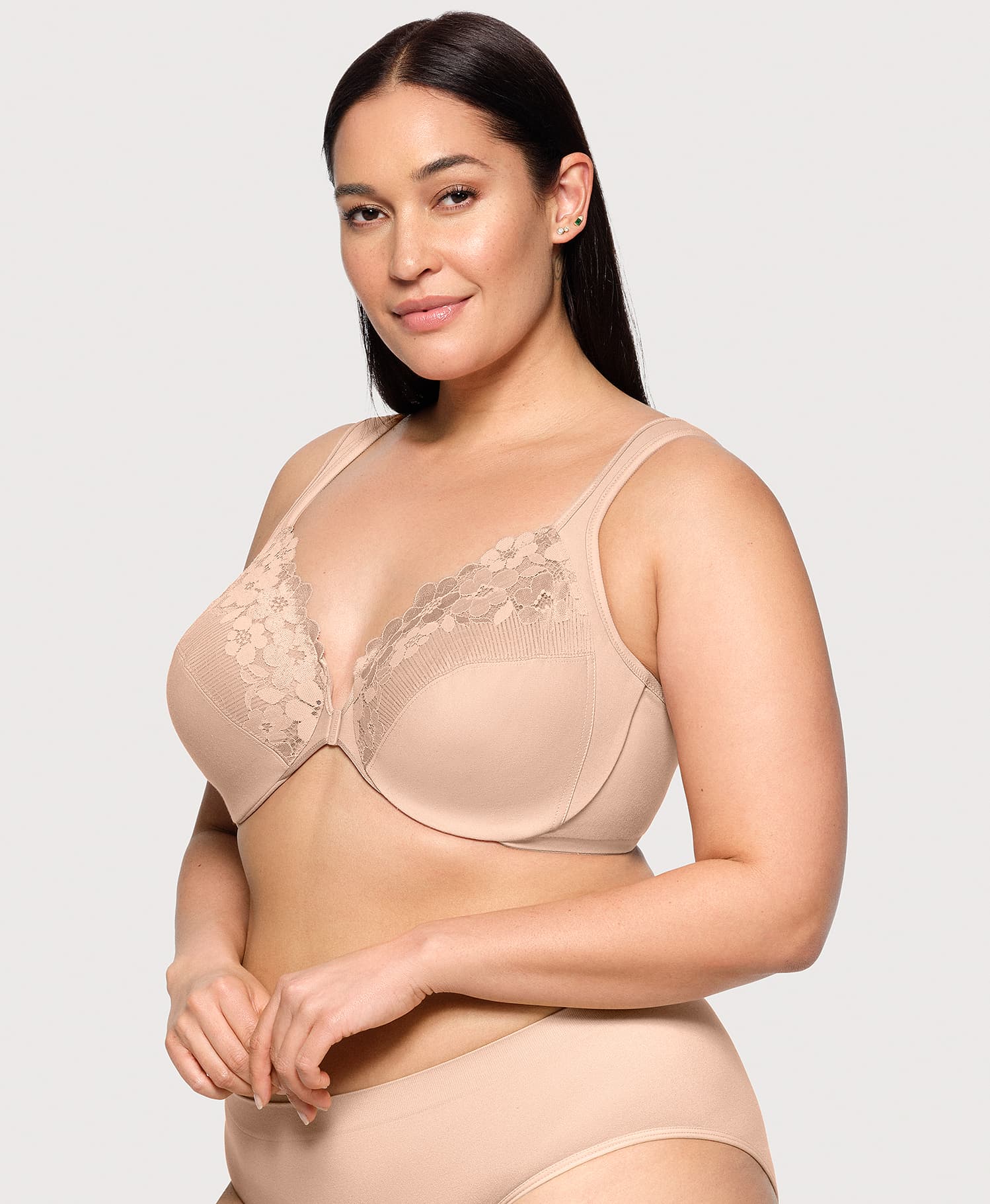 Front-Closure Cotton WonderWire Bra Cafe - Image 4