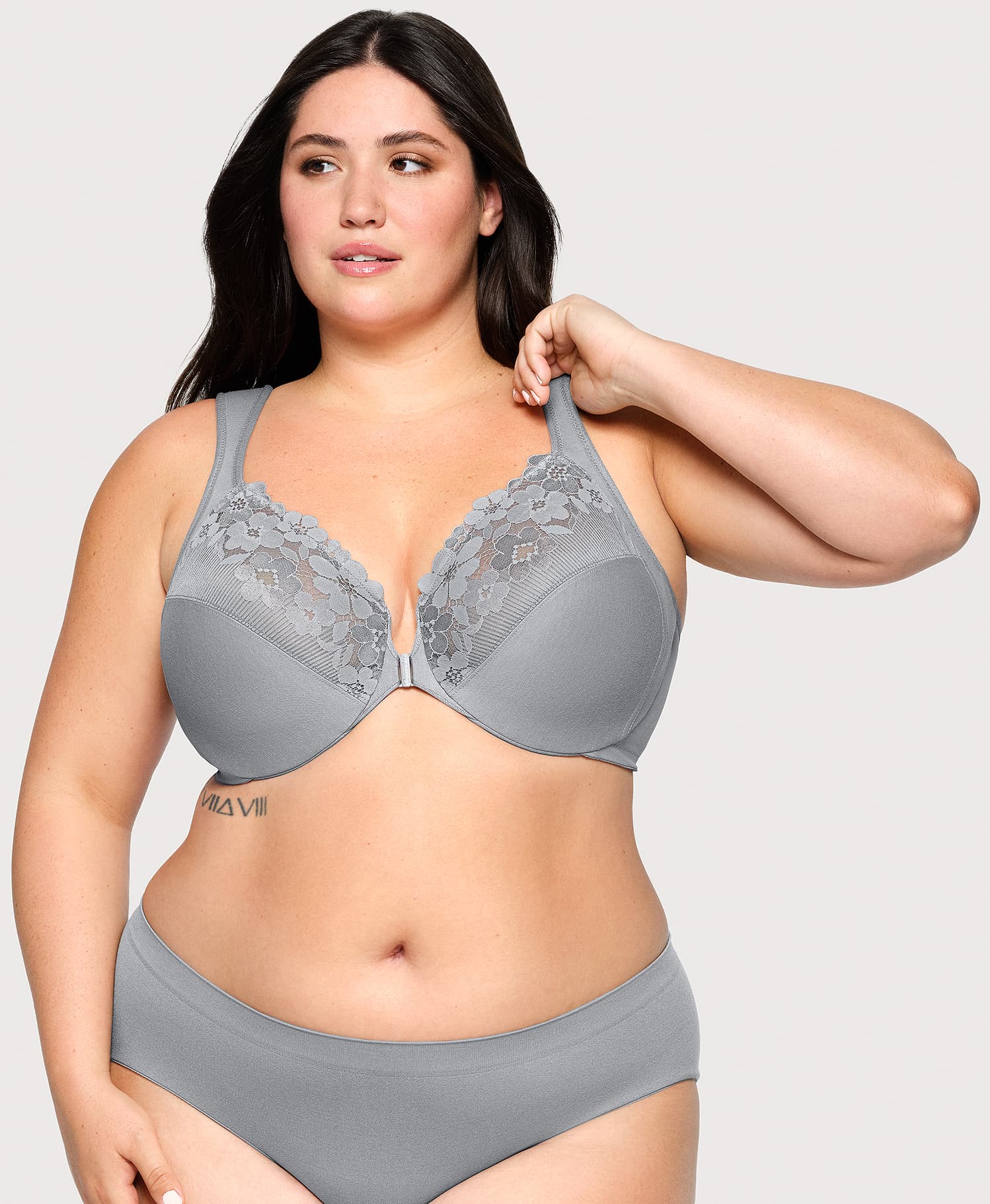 Front-Closure Cotton WonderWire Bra Silver - Image 3