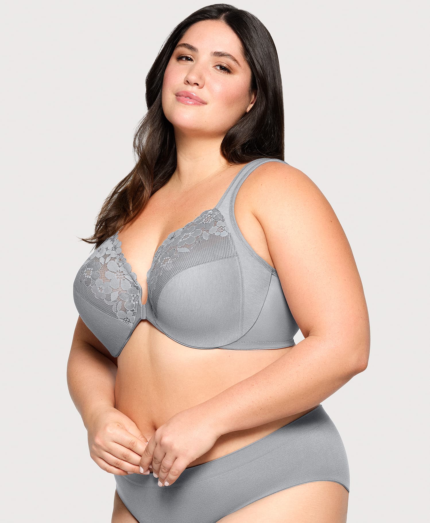 Front-Closure Cotton WonderWire Bra Silver - Image 4