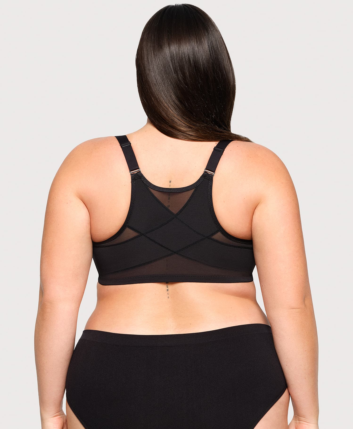 Front-Closure Posture Back WonderWire Bra Black - Image 2