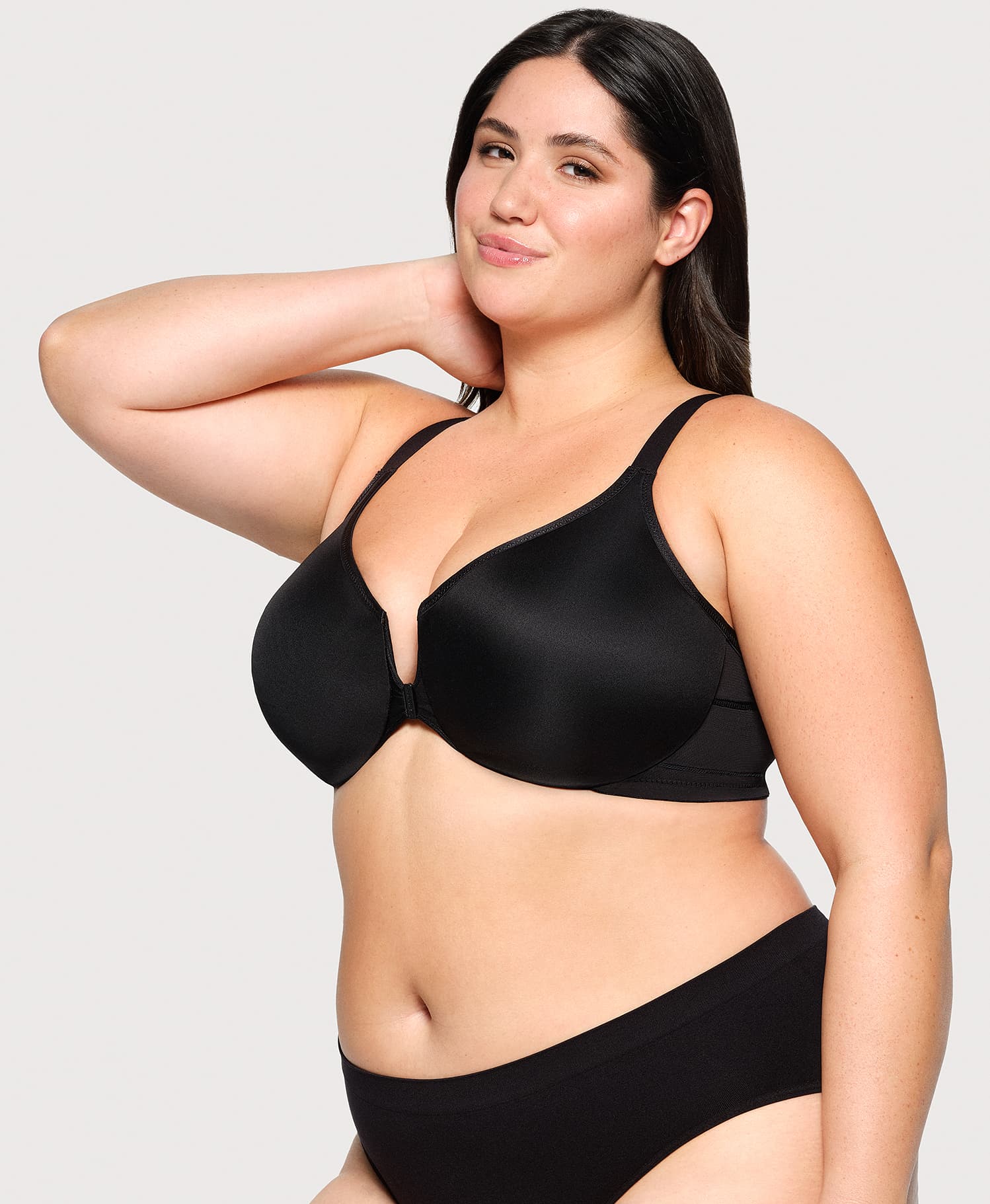 Front-Closure Posture Back WonderWire Bra Black - Image 4