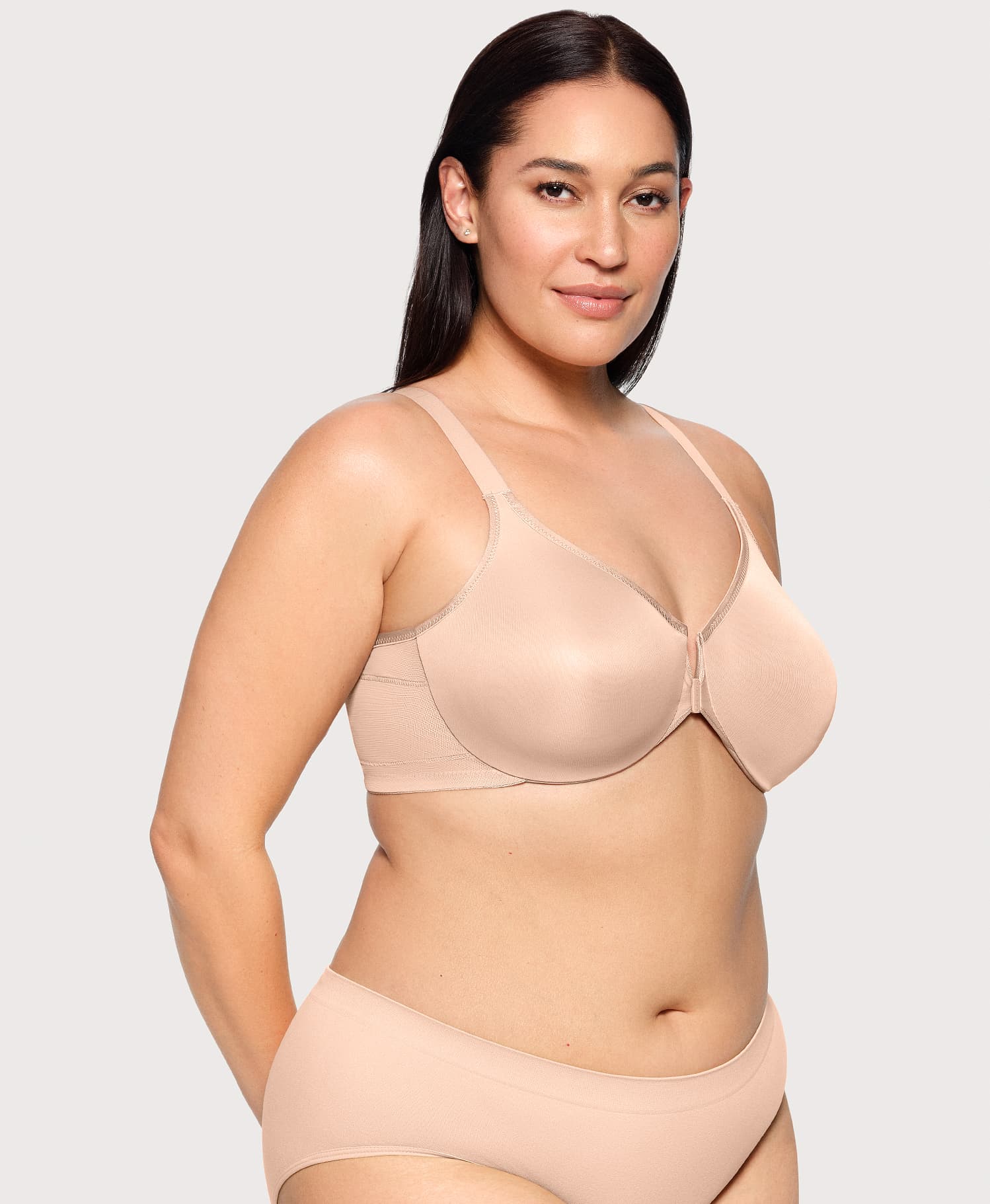 Front-Closure Posture Back WonderWire Bra Cafe - Image 3