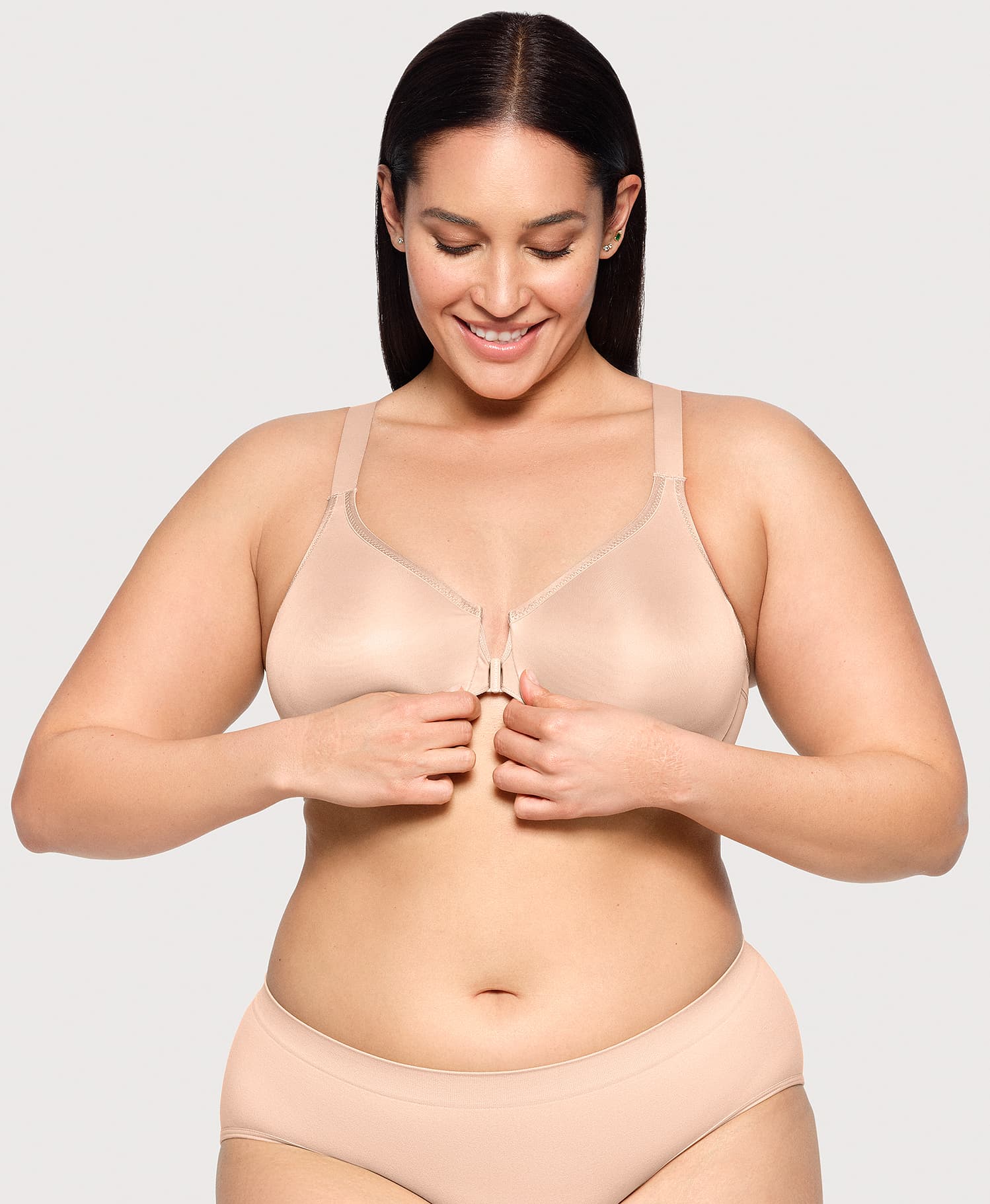 Front-Closure Posture Back WonderWire Bra Cafe - Image 4