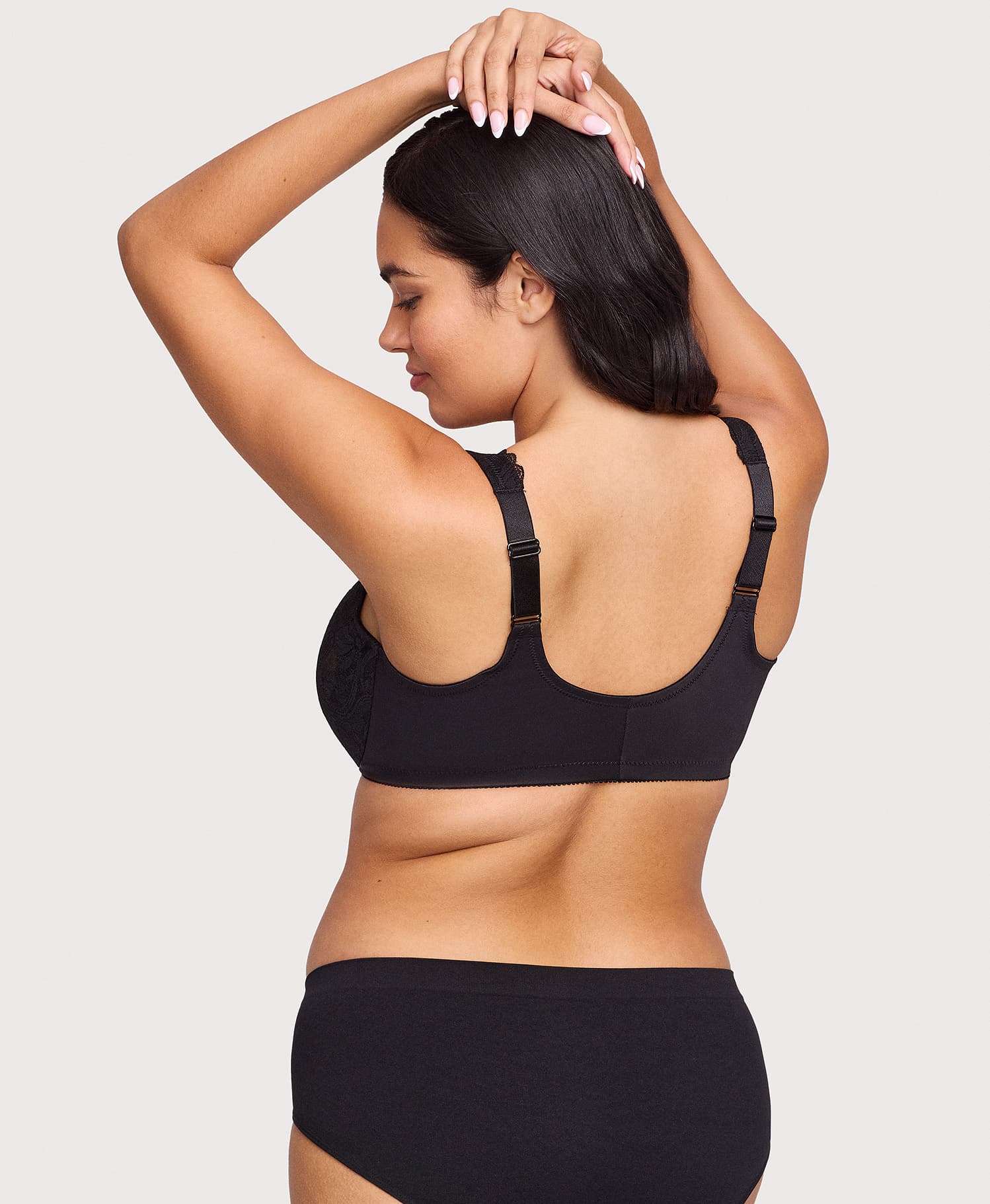 Front-Closure Stretch Lace WonderWire Bra Black - Image 2