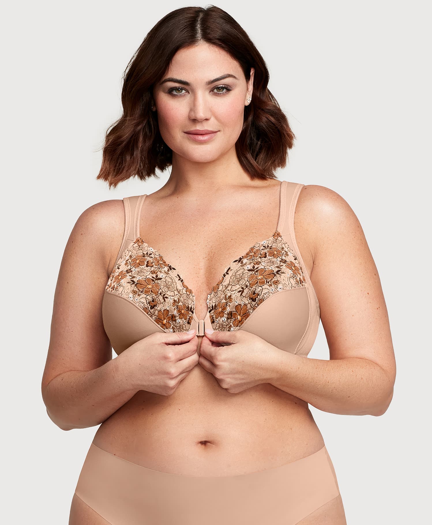 Front-Closure WonderWire Bra Cafe Print - Image 3