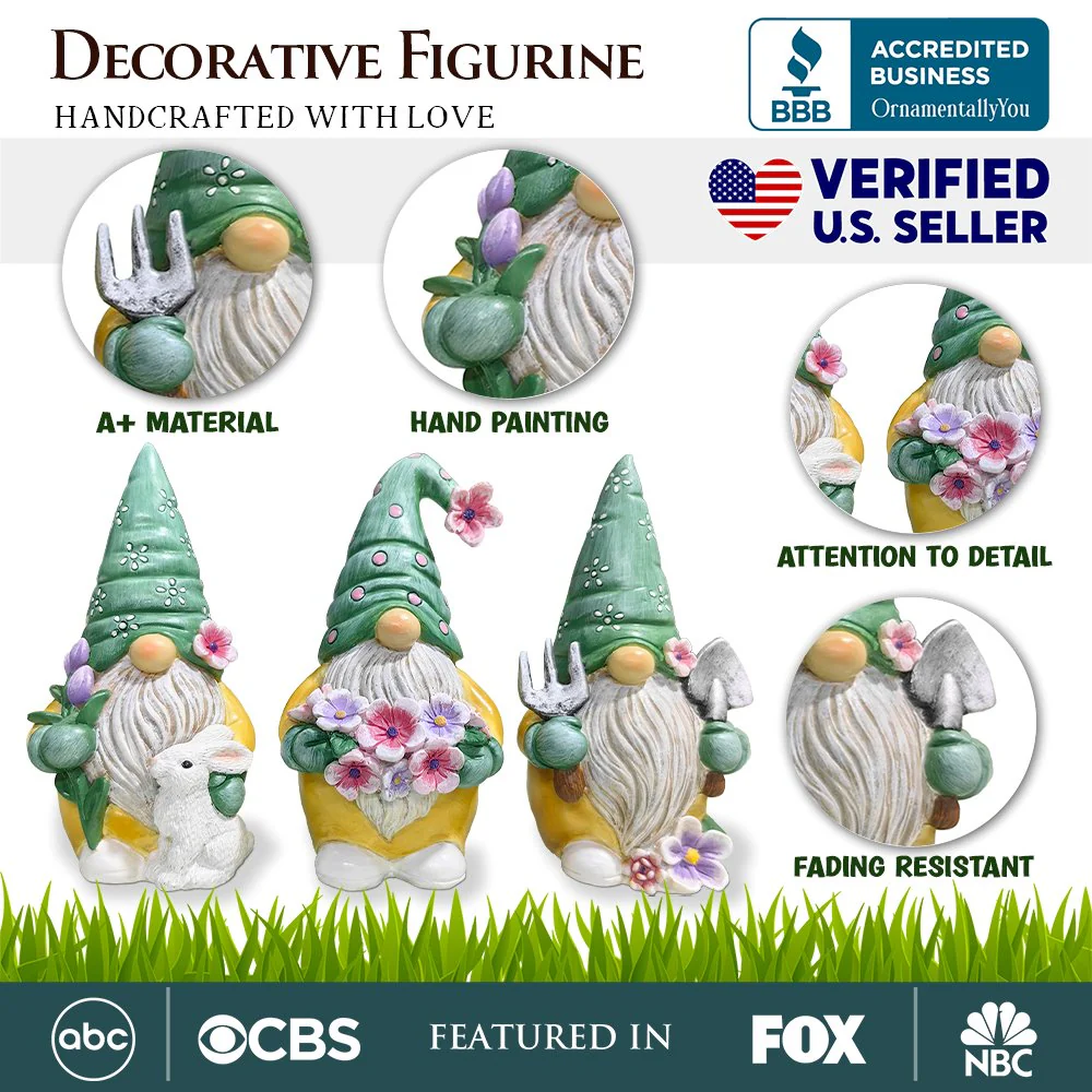 Set of Three Gardening Gnome Figurines - Image 2