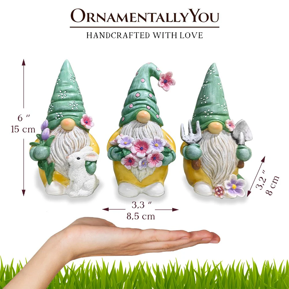 Set of Three Gardening Gnome Figurines - Image 3