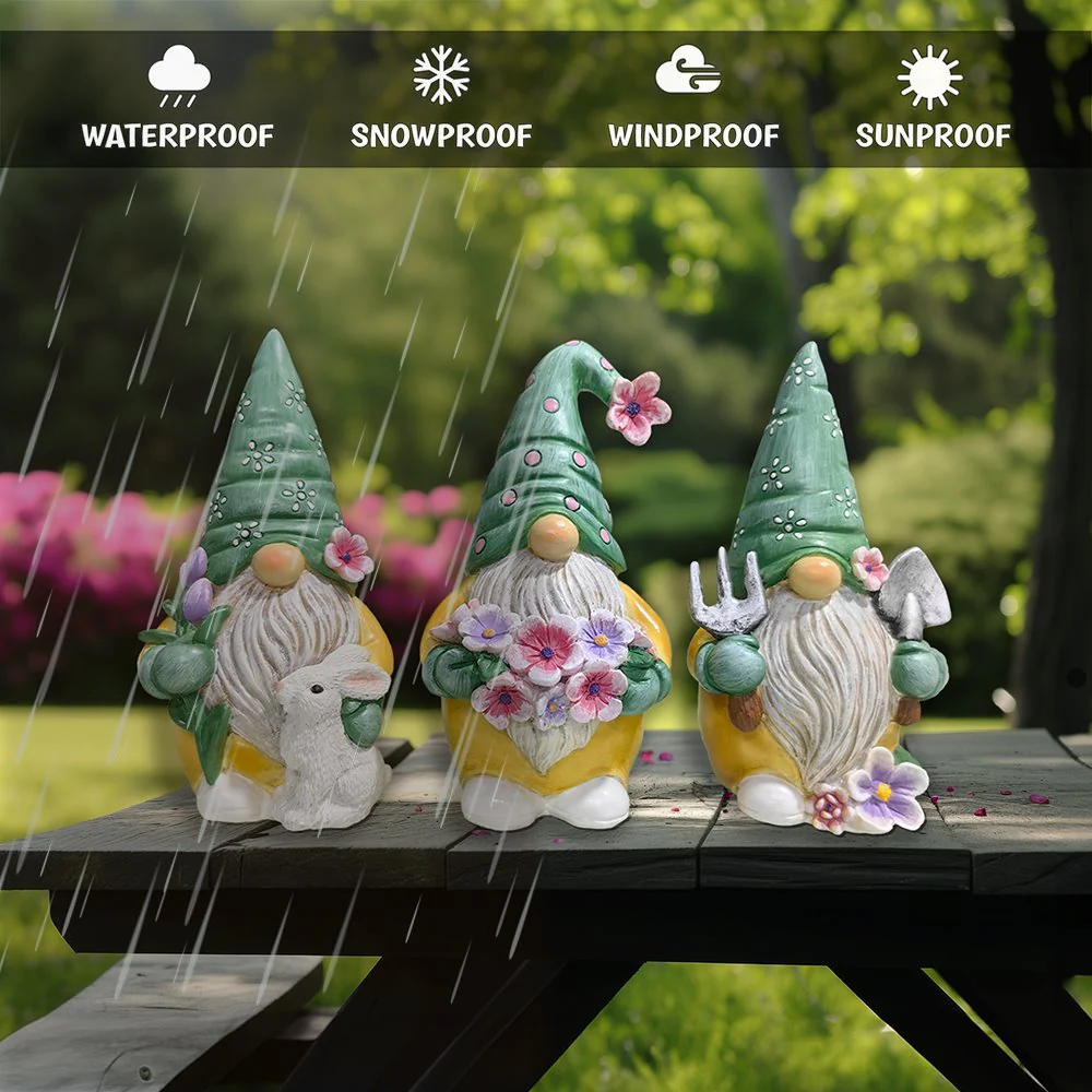 Set of Three Gardening Gnome Figurines - Image 4