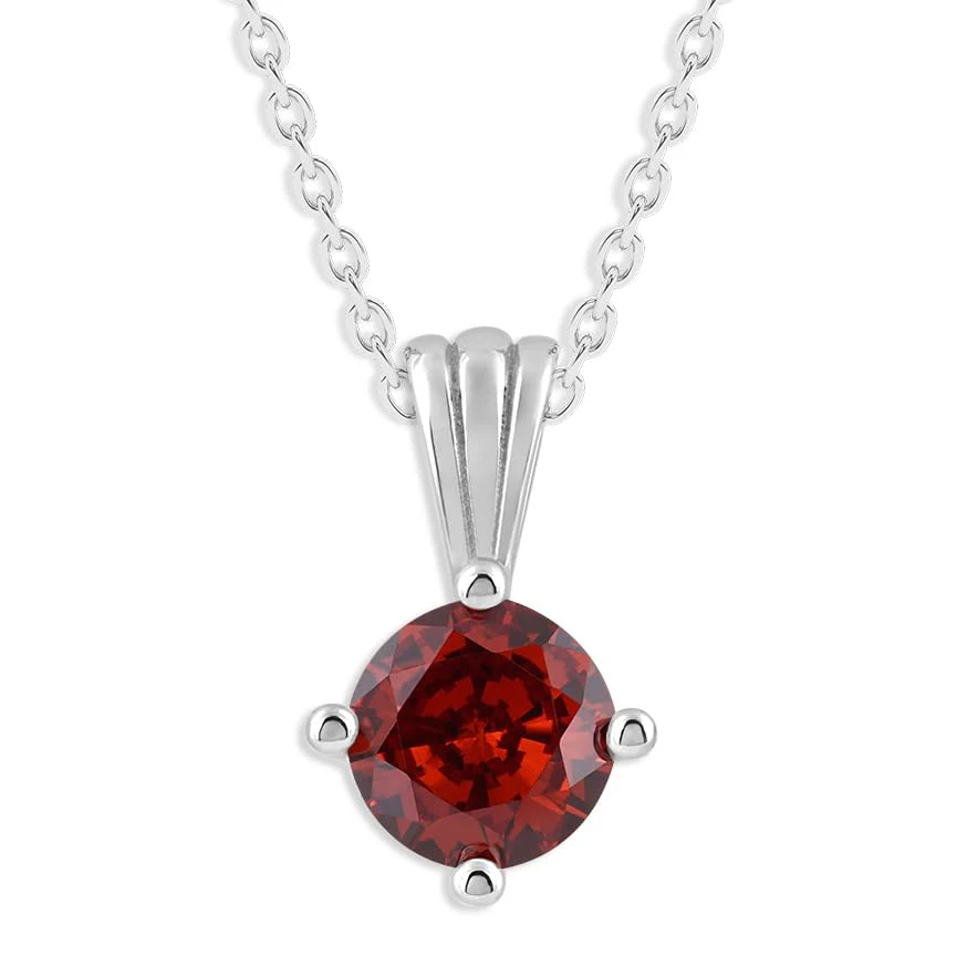 Gemstone Necklace in Sterling Silver, Round Pendant Size 6.5 * 6.5mm, 15" Cable Chain with 2" Extender, Gift Box Included - Apr, White Zircon - Image 10