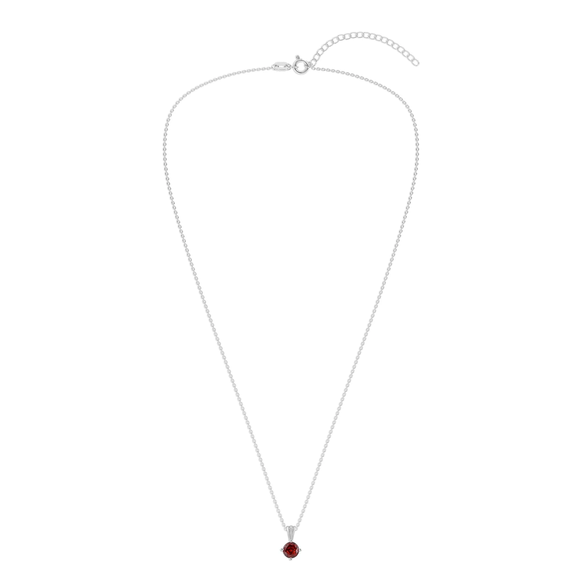 Gemstone Necklace in Sterling Silver, Round Pendant Size 6.5 * 6.5mm, 15" Cable Chain with 2" Extender, Gift Box Included - Apr, White Zircon - Image 11