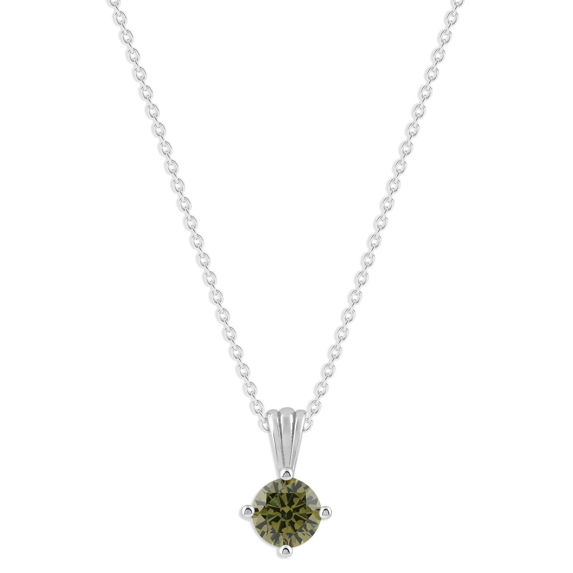 Gemstone Necklace in Sterling Silver, Round Pendant Size 6.5 * 6.5mm, 15" Cable Chain with 2" Extender, Gift Box Included - Apr, White Zircon - Image 16