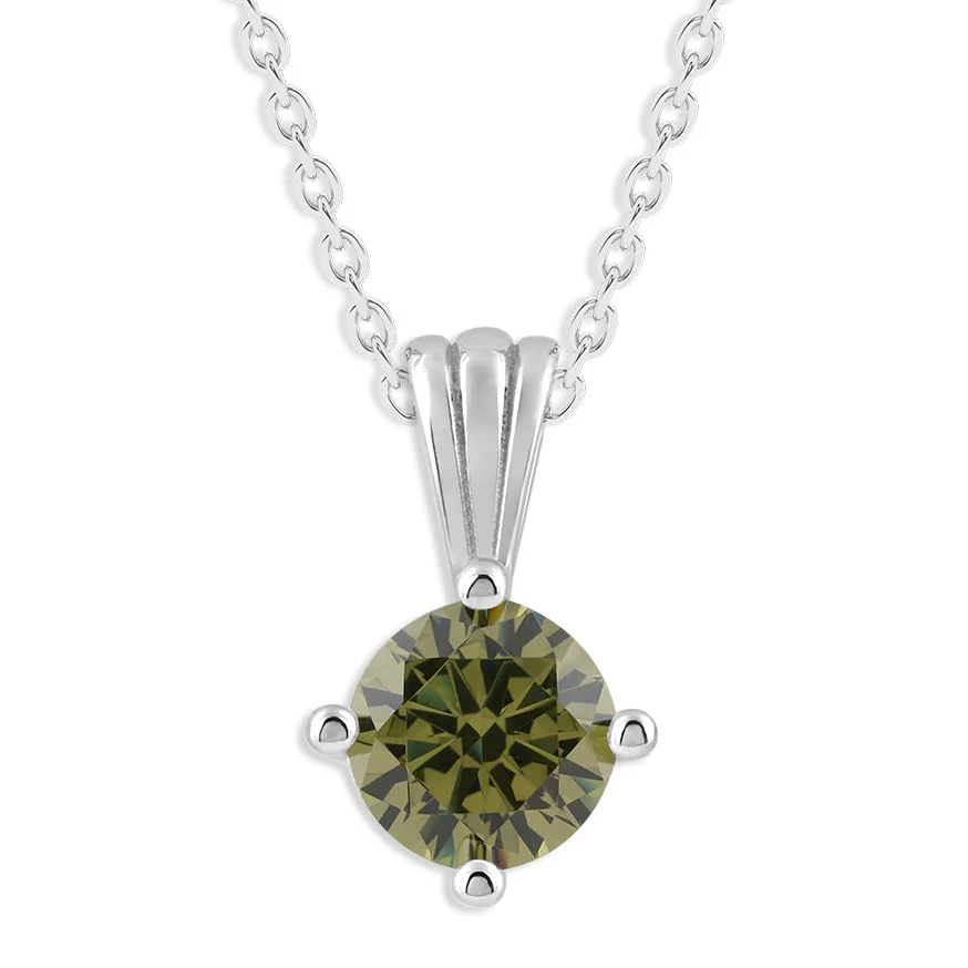 Gemstone Necklace in Sterling Silver, Round Pendant Size 6.5 * 6.5mm, 15" Cable Chain with 2" Extender, Gift Box Included - Apr, White Zircon - Image 18