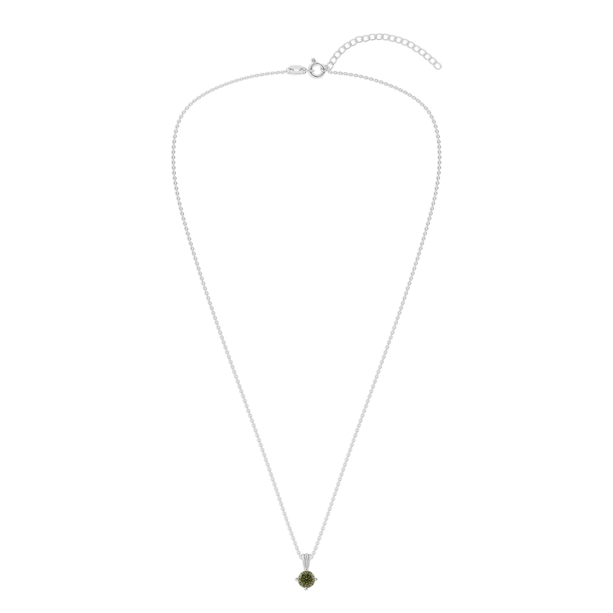 Gemstone Necklace in Sterling Silver, Round Pendant Size 6.5 * 6.5mm, 15" Cable Chain with 2" Extender, Gift Box Included - Apr, White Zircon - Image 19