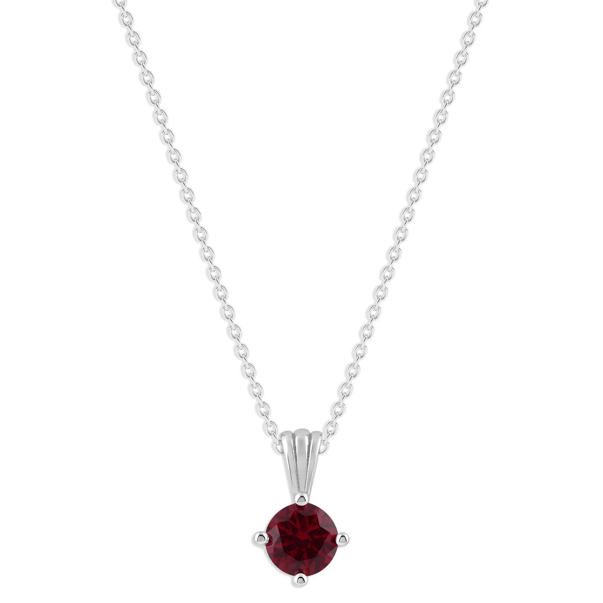Gemstone Necklace in Sterling Silver, Round Pendant Size 6.5 * 6.5mm, 15" Cable Chain with 2" Extender, Gift Box Included - Apr, White Zircon - Image 20