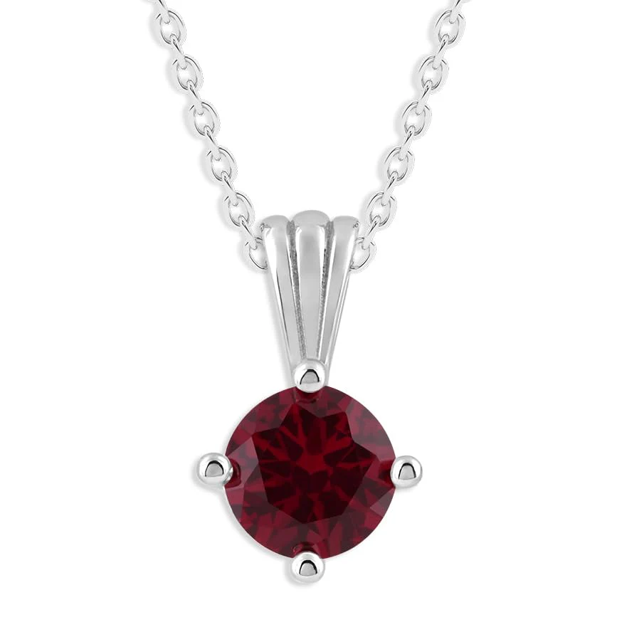 Gemstone Necklace in Sterling Silver, Round Pendant Size 6.5 * 6.5mm, 15" Cable Chain with 2" Extender, Gift Box Included - Apr, White Zircon - Image 22