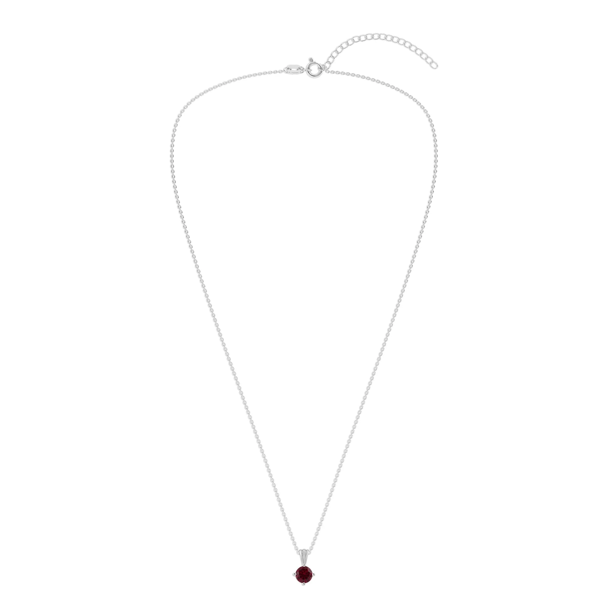 Gemstone Necklace in Sterling Silver, Round Pendant Size 6.5 * 6.5mm, 15" Cable Chain with 2" Extender, Gift Box Included - Apr, White Zircon - Image 23