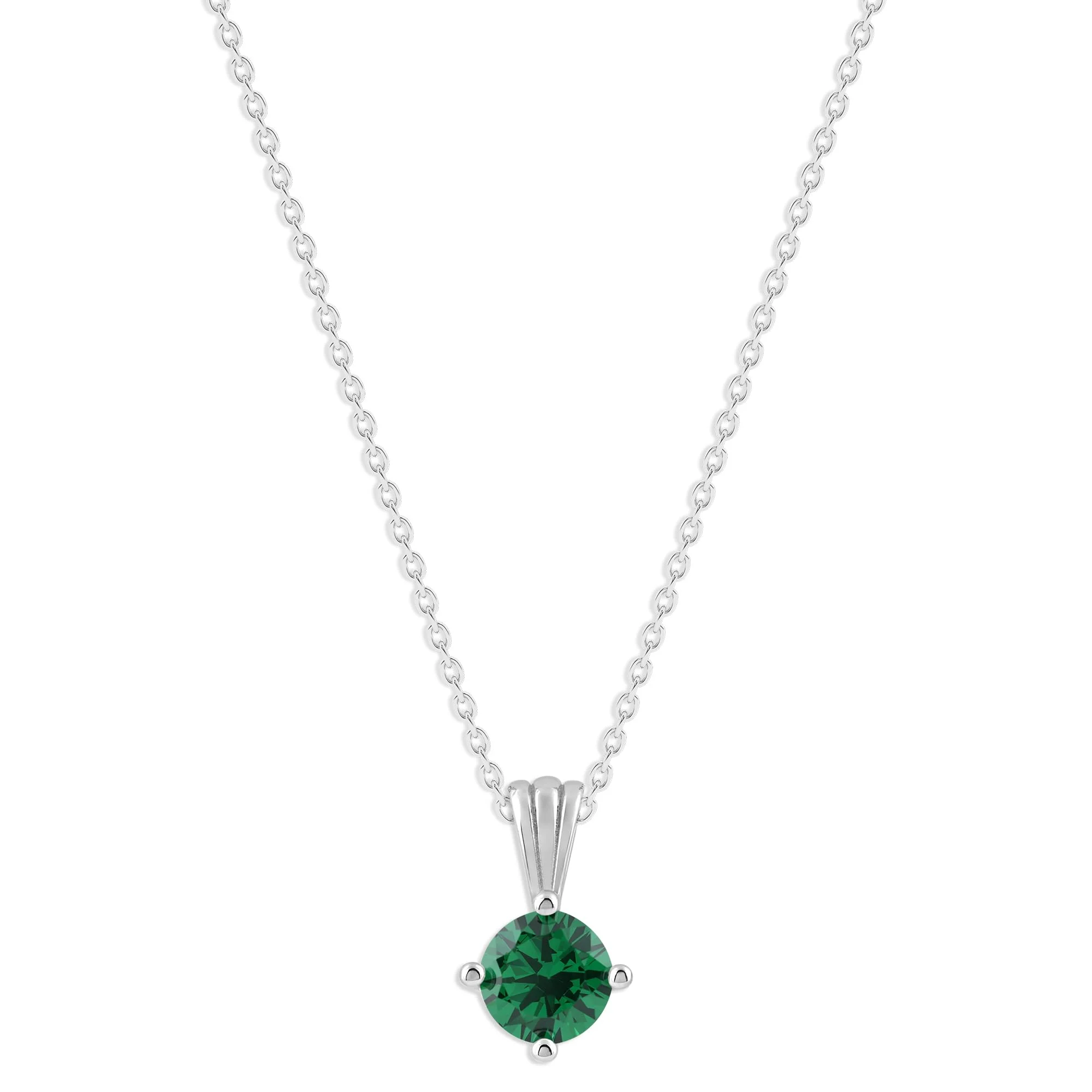Gemstone Necklace in Sterling Silver, Round Pendant Size 6.5 * 6.5mm, 15" Cable Chain with 2" Extender, Gift Box Included - Apr, White Zircon - Image 24