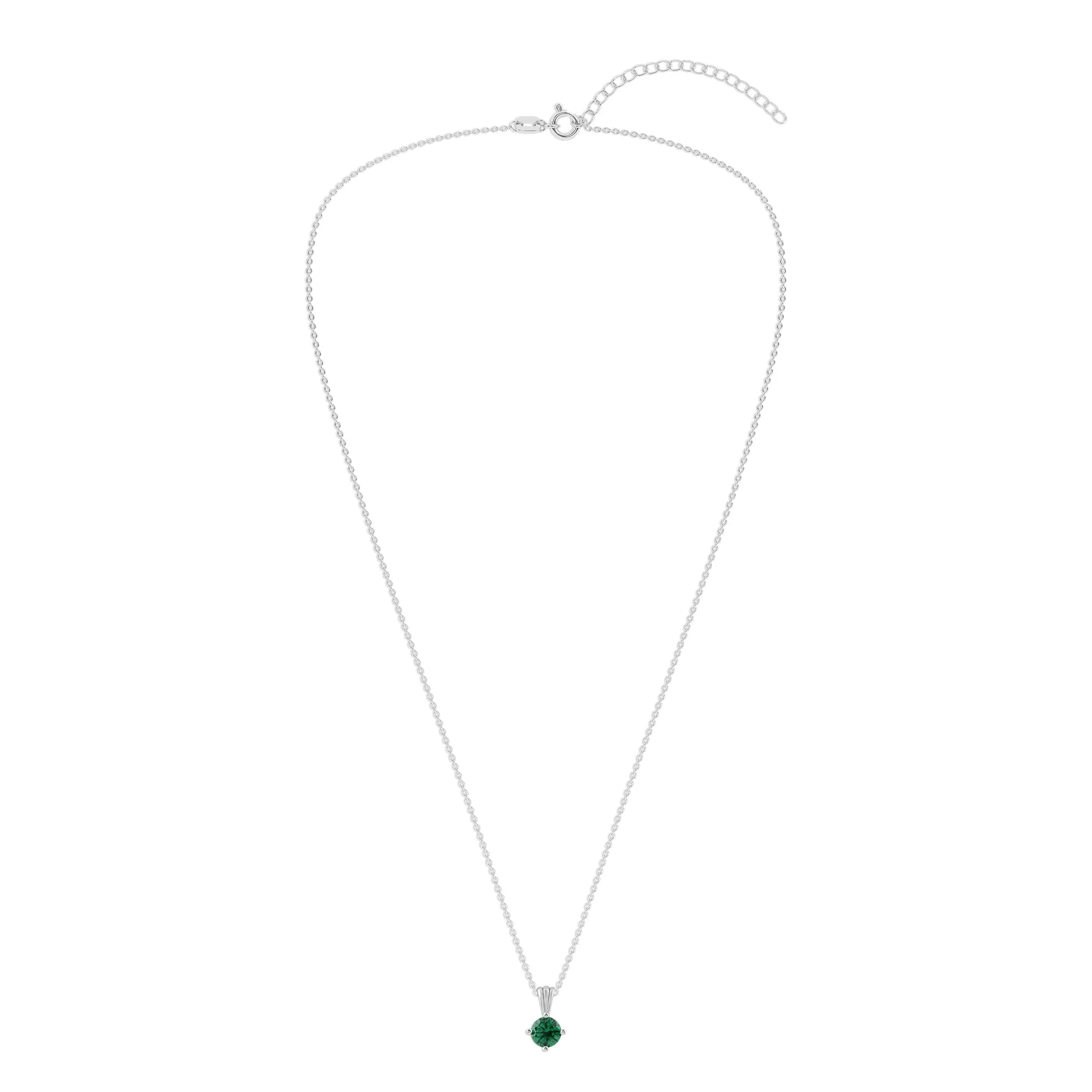 Gemstone Necklace in Sterling Silver, Round Pendant Size 6.5 * 6.5mm, 15" Cable Chain with 2" Extender, Gift Box Included - Apr, White Zircon - Image 27