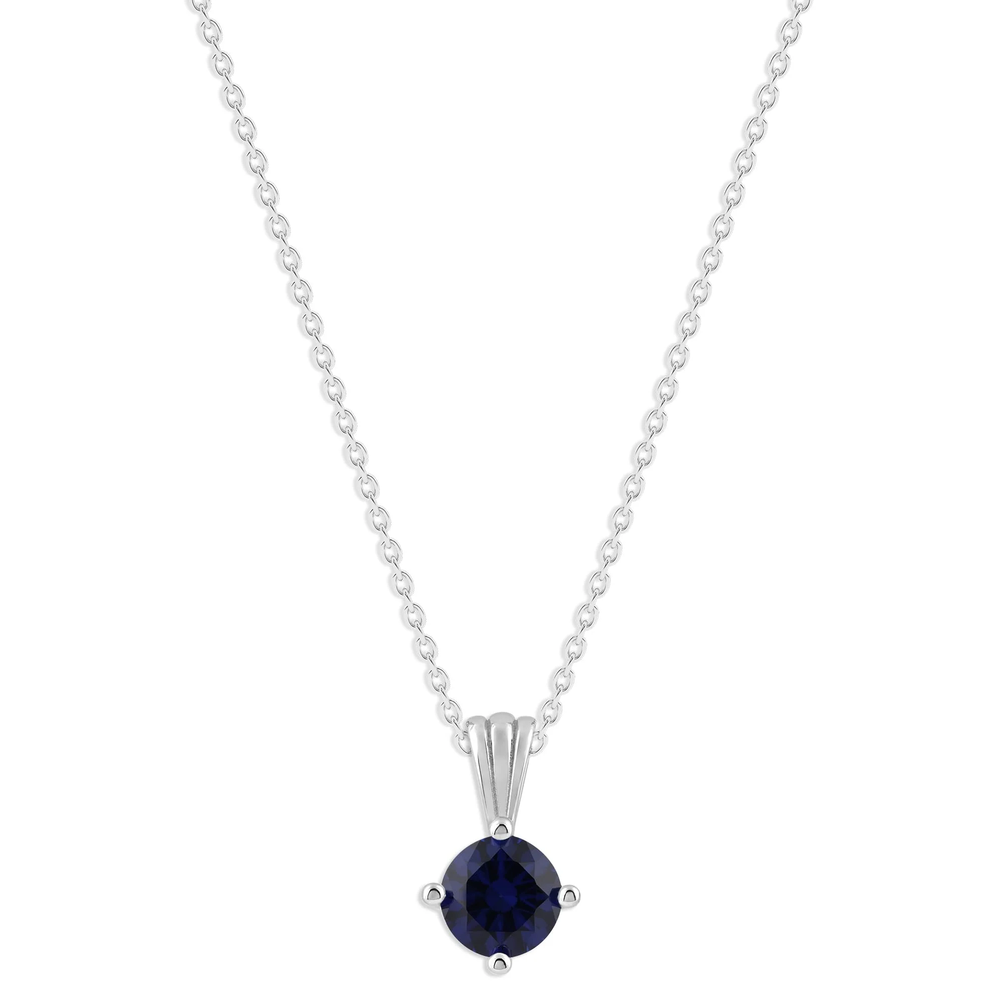 Gemstone Necklace in Sterling Silver, Round Pendant Size 6.5 * 6.5mm, 15" Cable Chain with 2" Extender, Gift Box Included - Apr, White Zircon - Image 40