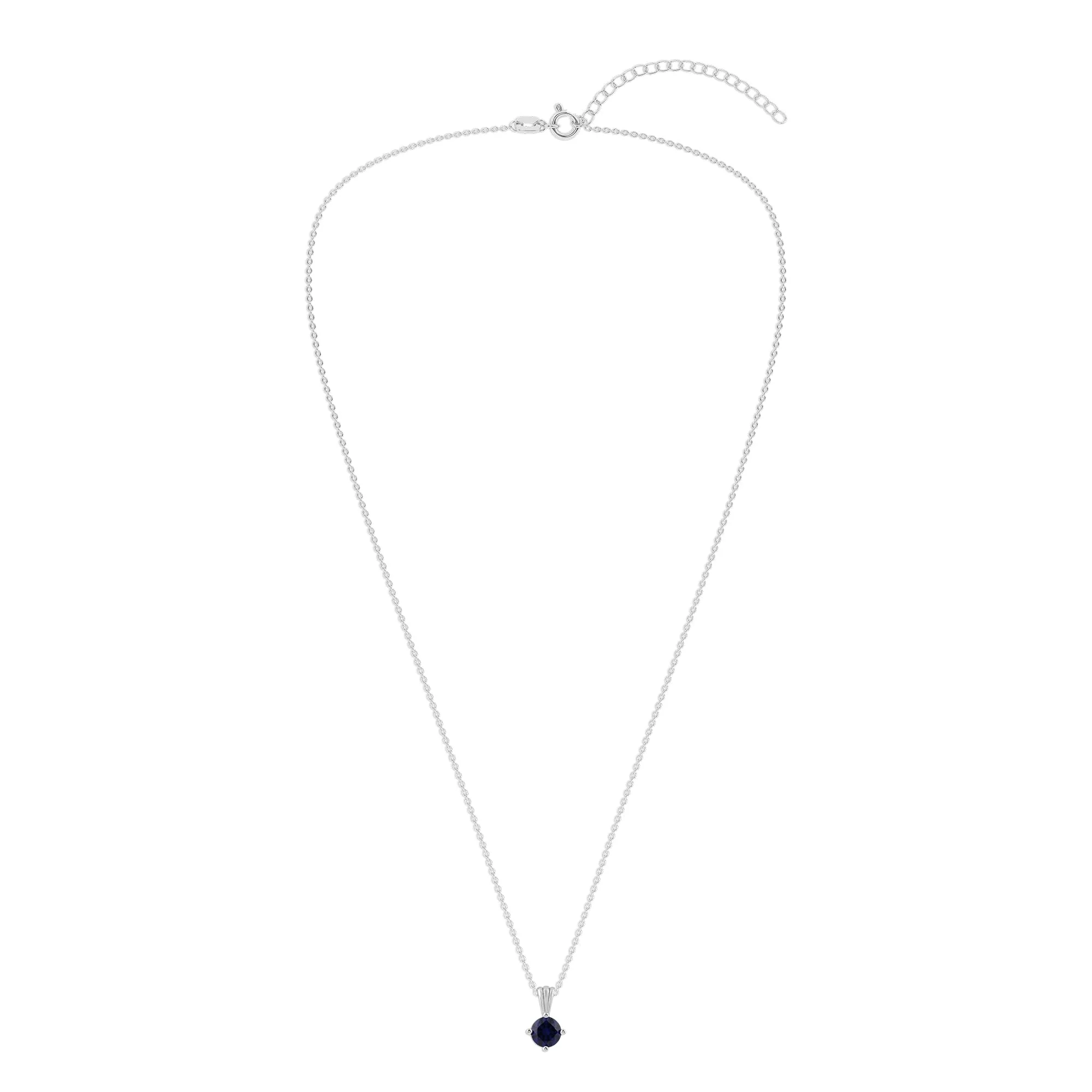 Gemstone Necklace in Sterling Silver, Round Pendant Size 6.5 * 6.5mm, 15" Cable Chain with 2" Extender, Gift Box Included - Apr, White Zircon - Image 43