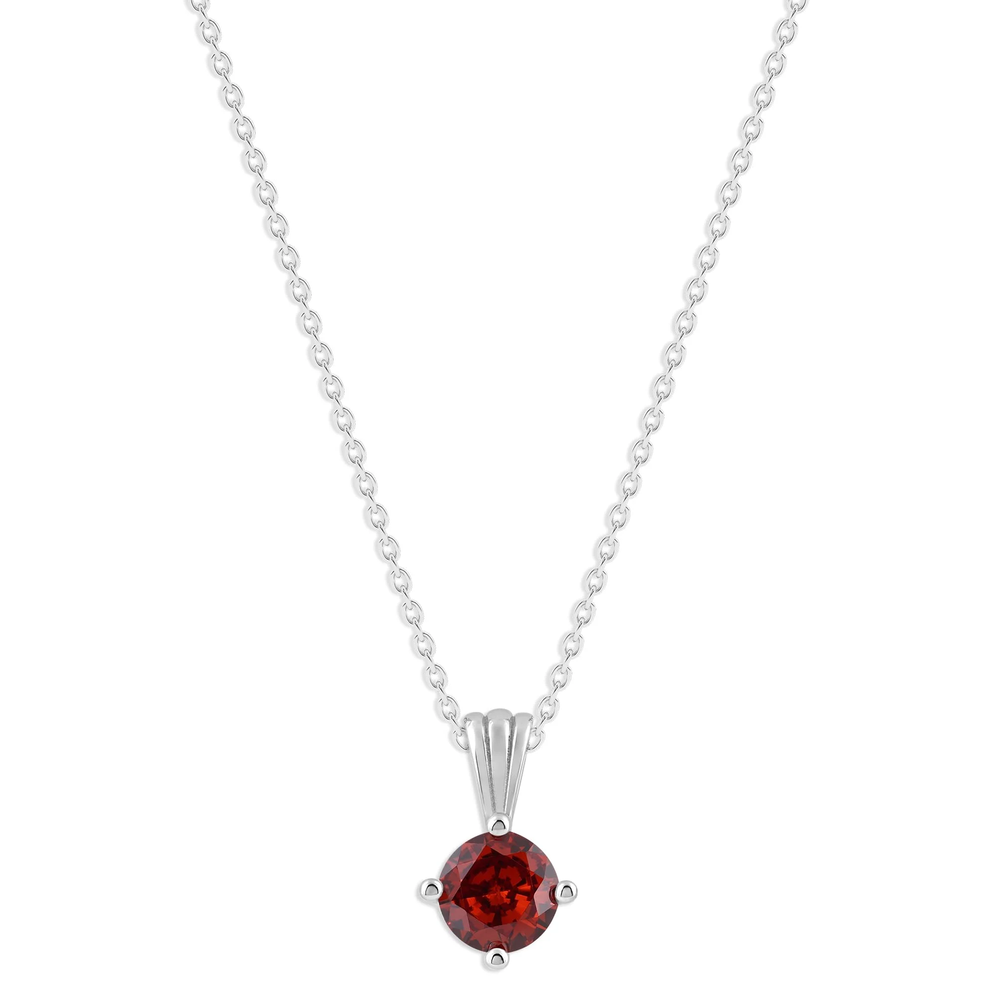 Gemstone Necklace in Sterling Silver, Round Pendant Size 6.5 * 6.5mm, 15" Cable Chain with 2" Extender, Gift Box Included - Apr, White Zircon - Image 8