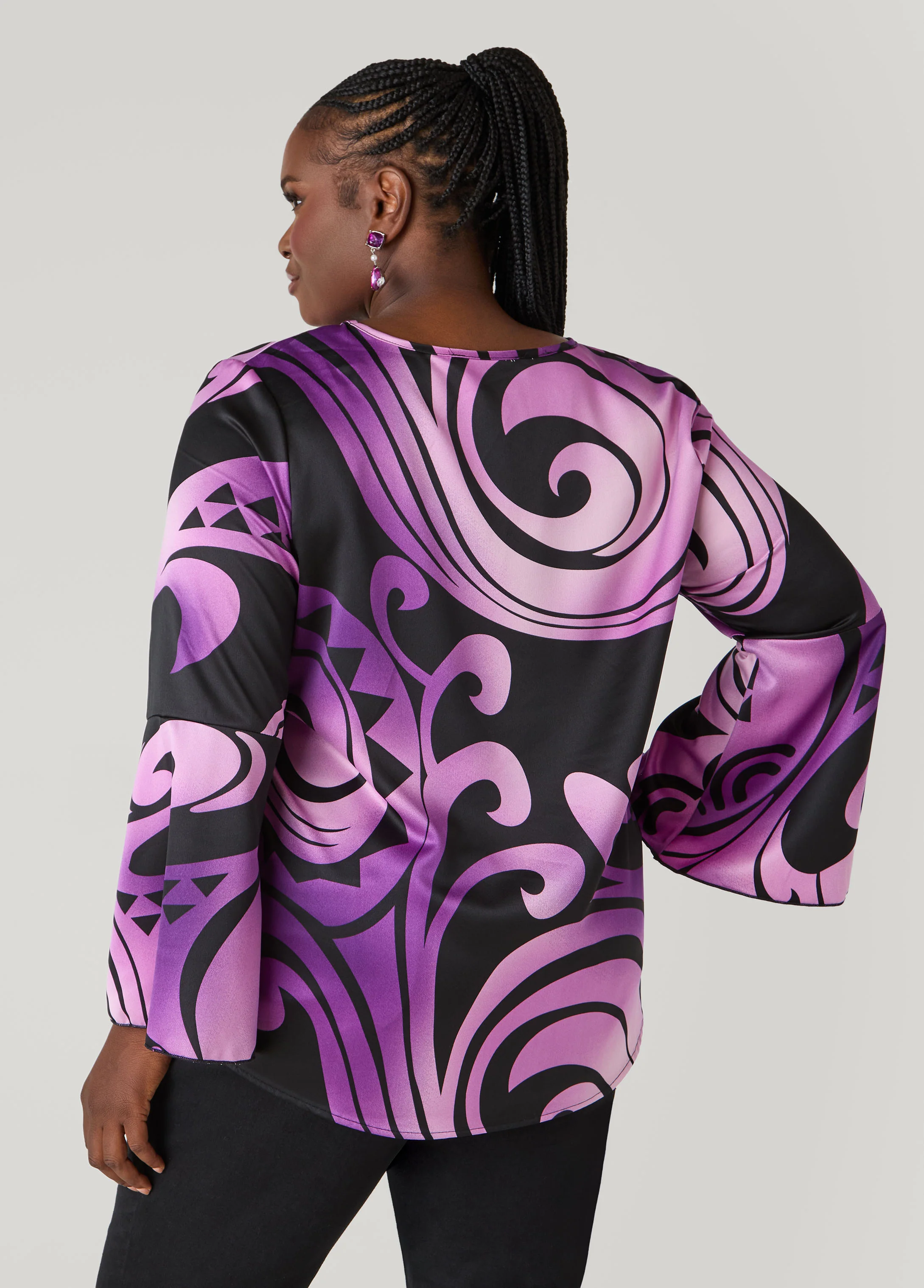 Geo Print Satin Blouse - Image 2