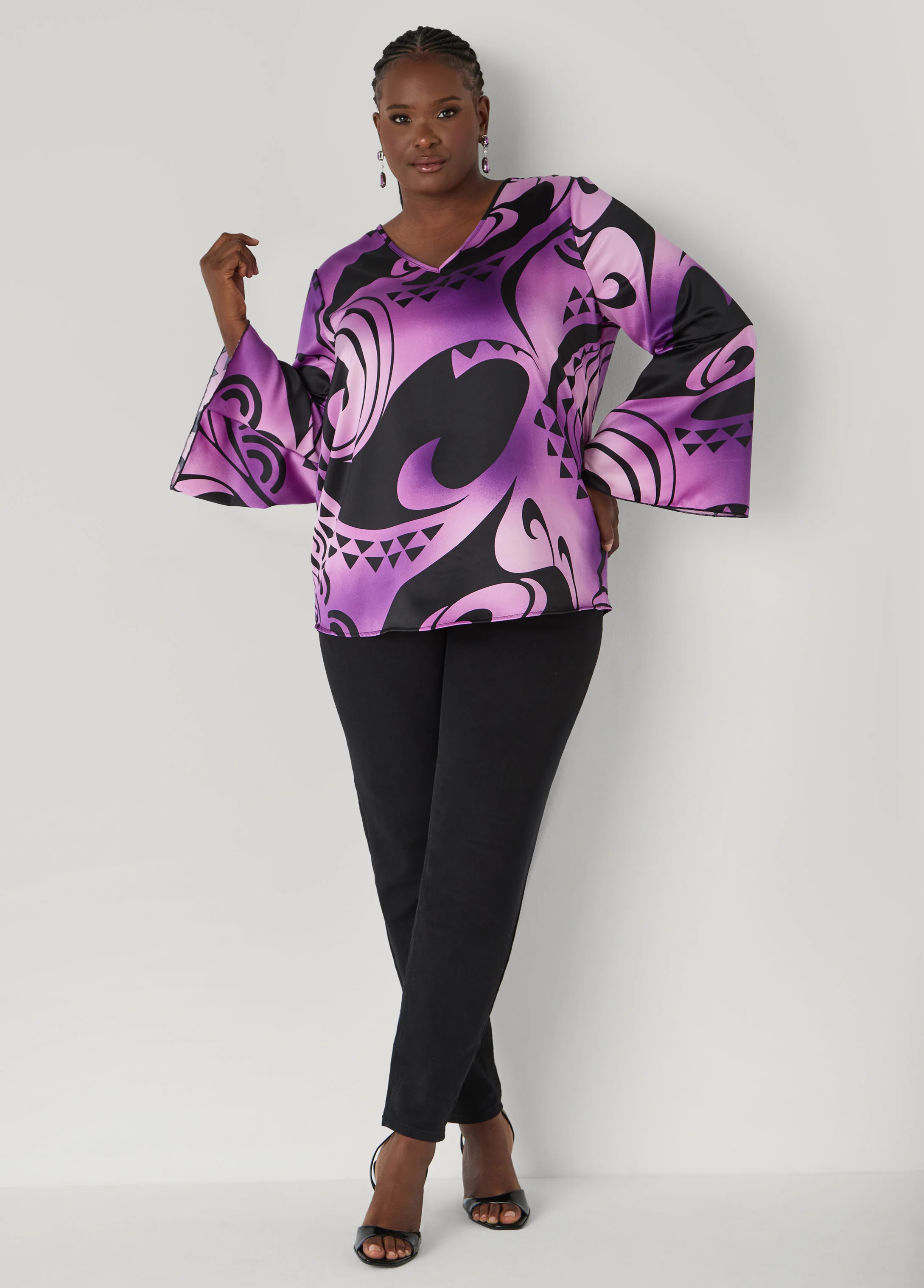 Geo Print Satin Blouse - Image 3