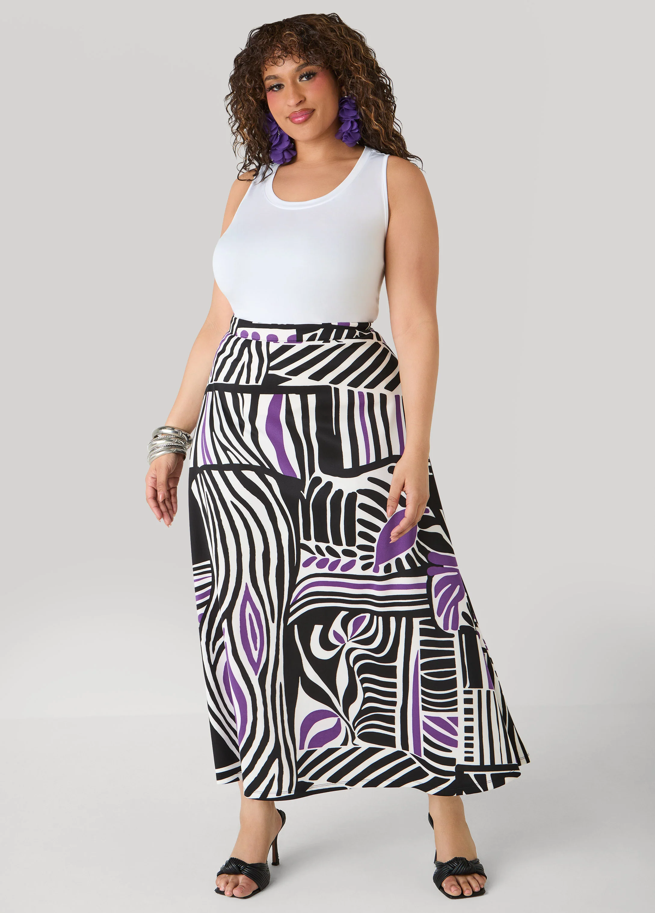 Geo Print Scuba Maxi Skirt - Image 4