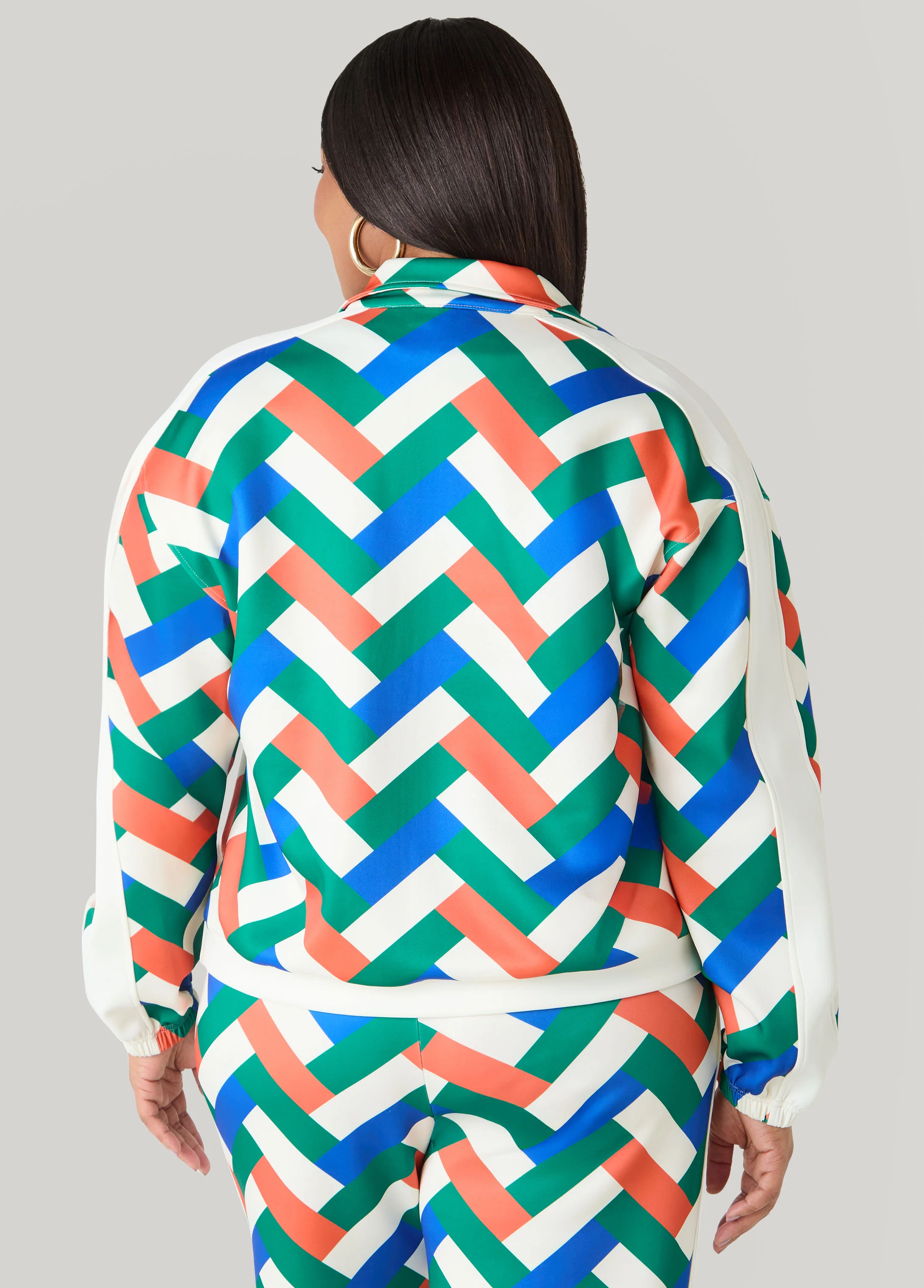 Geo Print Zip Front Track Jacket - Image 2