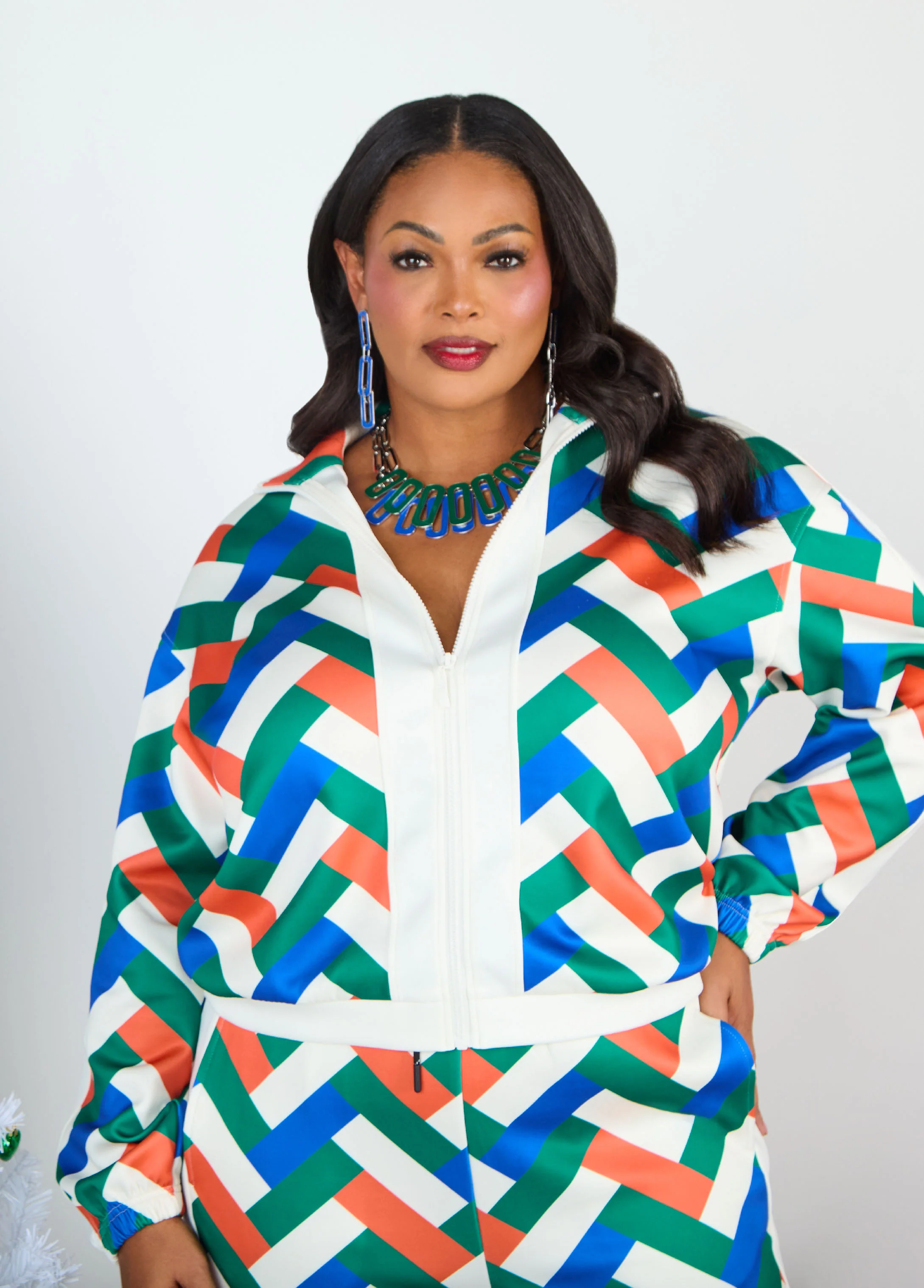 Geo Print Zip Front Track Jacket - Image 5