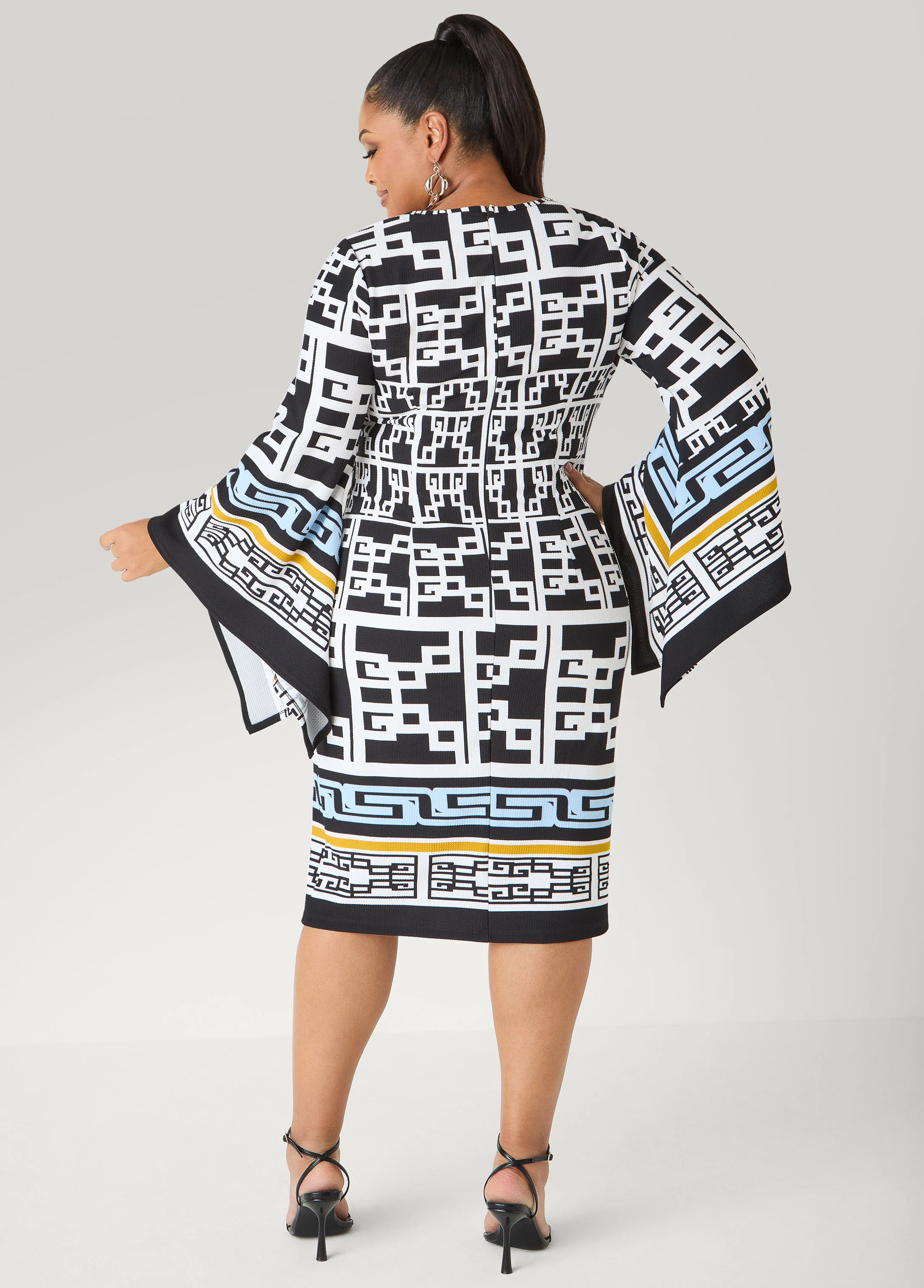 Textured Geo Print Sheath Dress - Image 6
