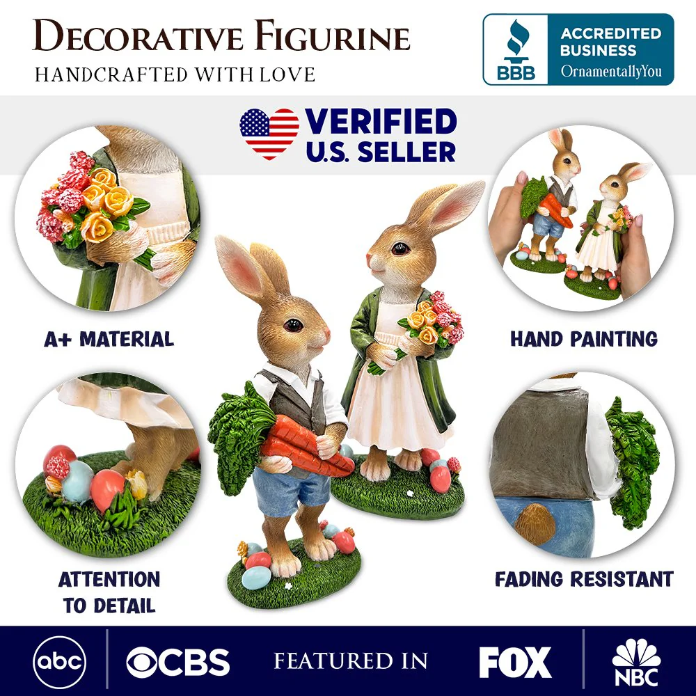 Harvest and Bloom Country Bunny Figurine Set - Image 2