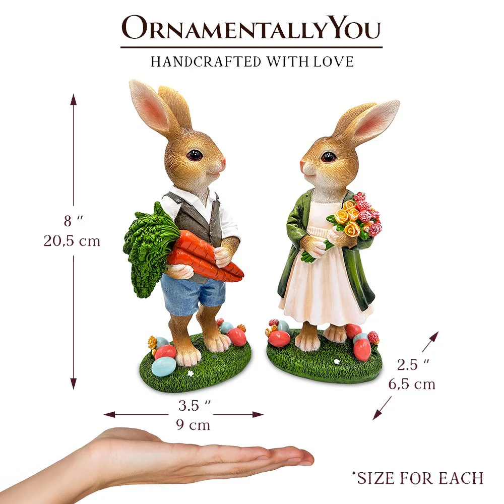 Harvest and Bloom Country Bunny Figurine Set - Image 3