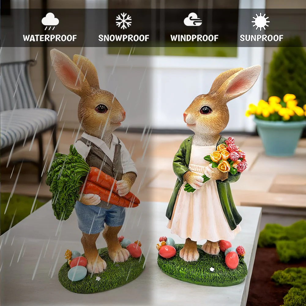 Harvest and Bloom Country Bunny Figurine Set - Image 4