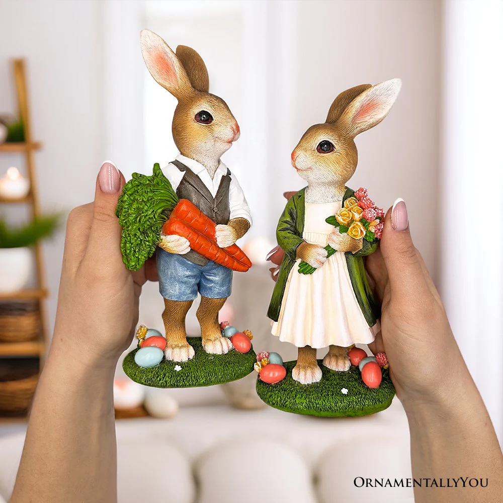 Harvest and Bloom Country Bunny Figurine Set - Image 6