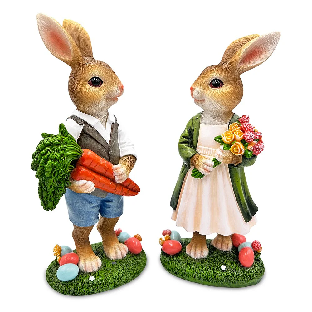 Harvest and Bloom Country Bunny Figurine Set - Image 7