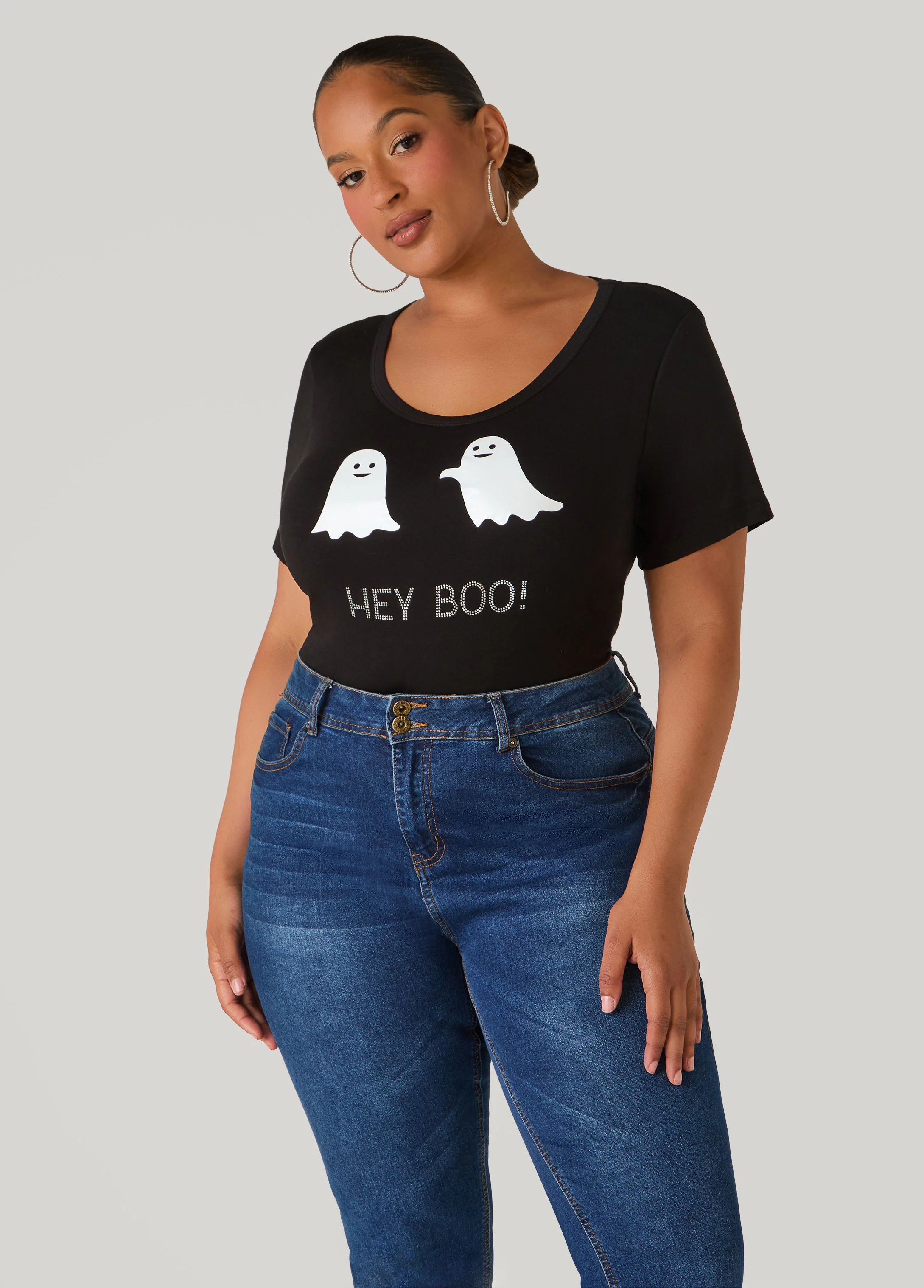 Hey Boo Crystal Graphic Tee - Image 3